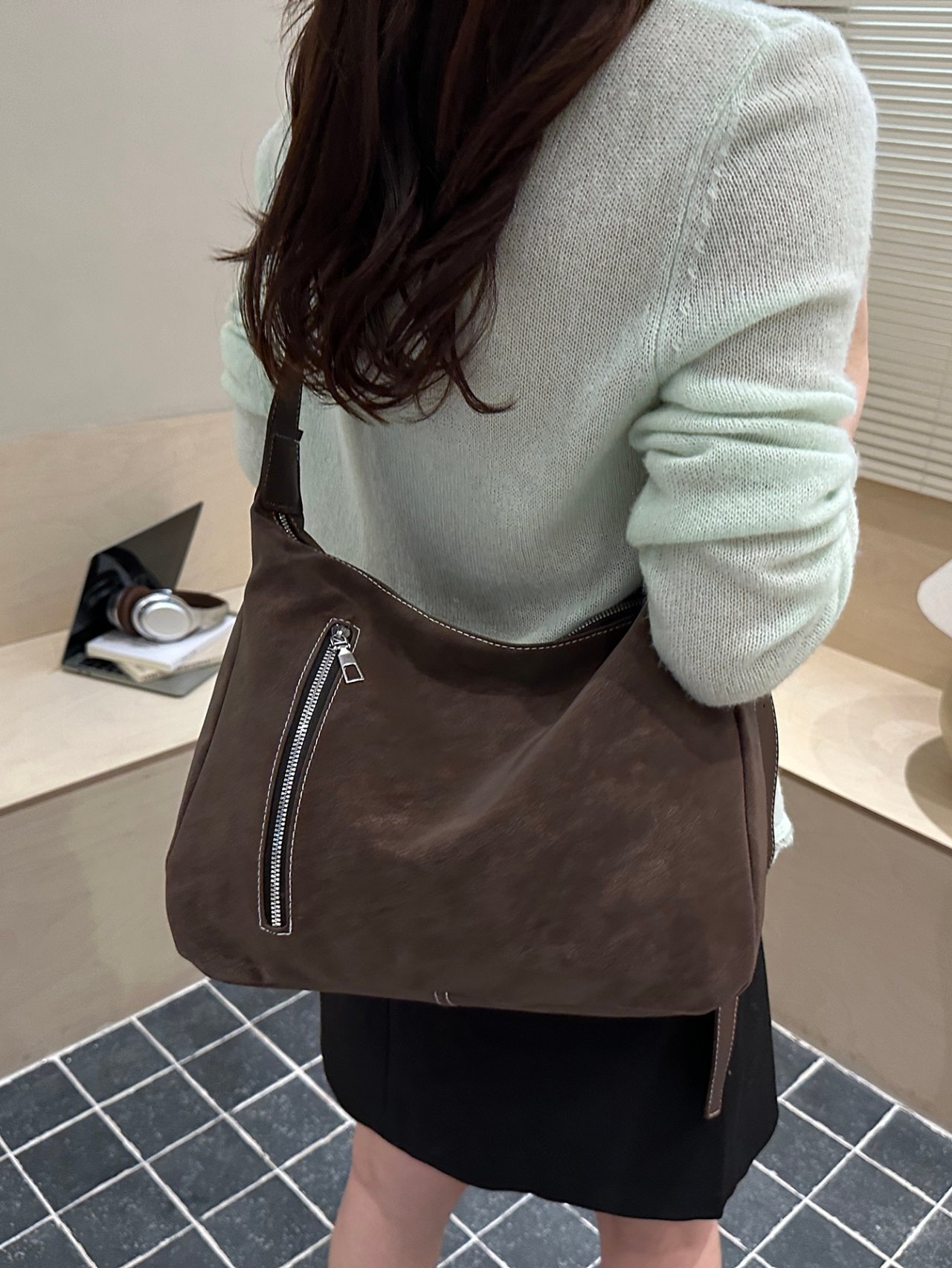 Coffee Brown Crossbody Bag
