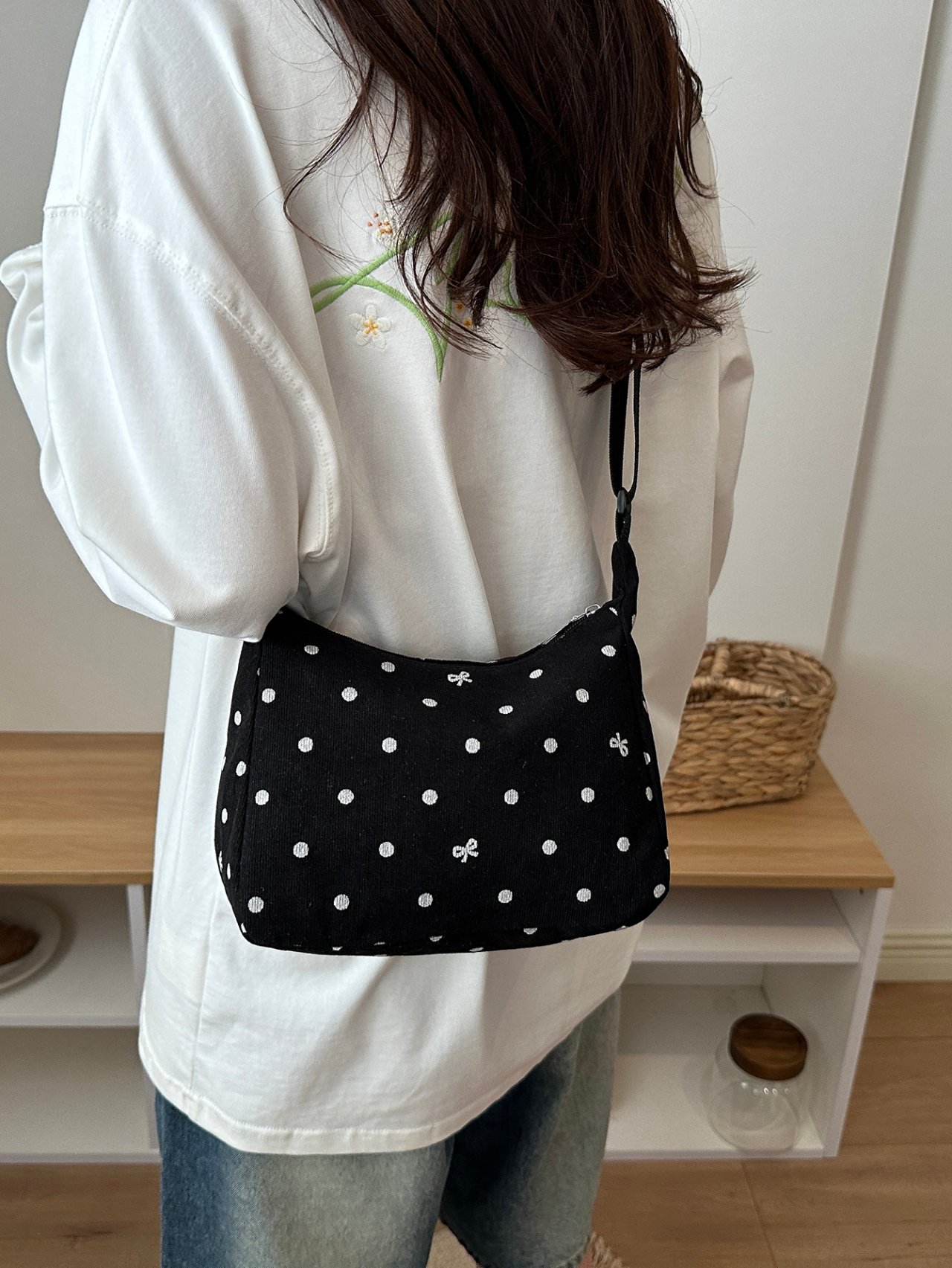 Black Polka Dot Crossbody Bag 