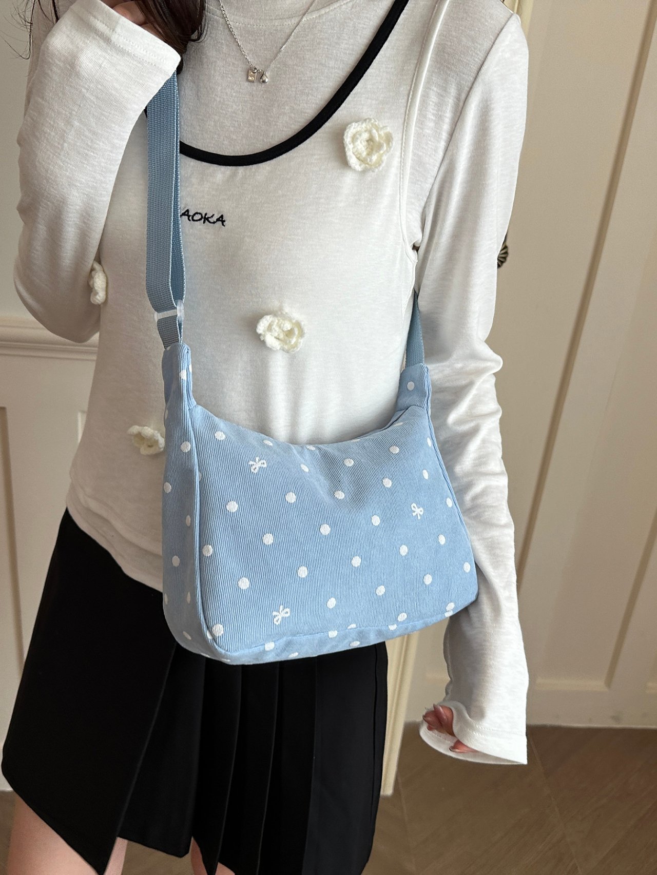 Blue Polka Dot Crossbody Bag
