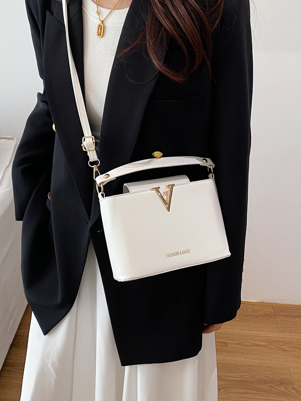 White Plain Crossbody Bag