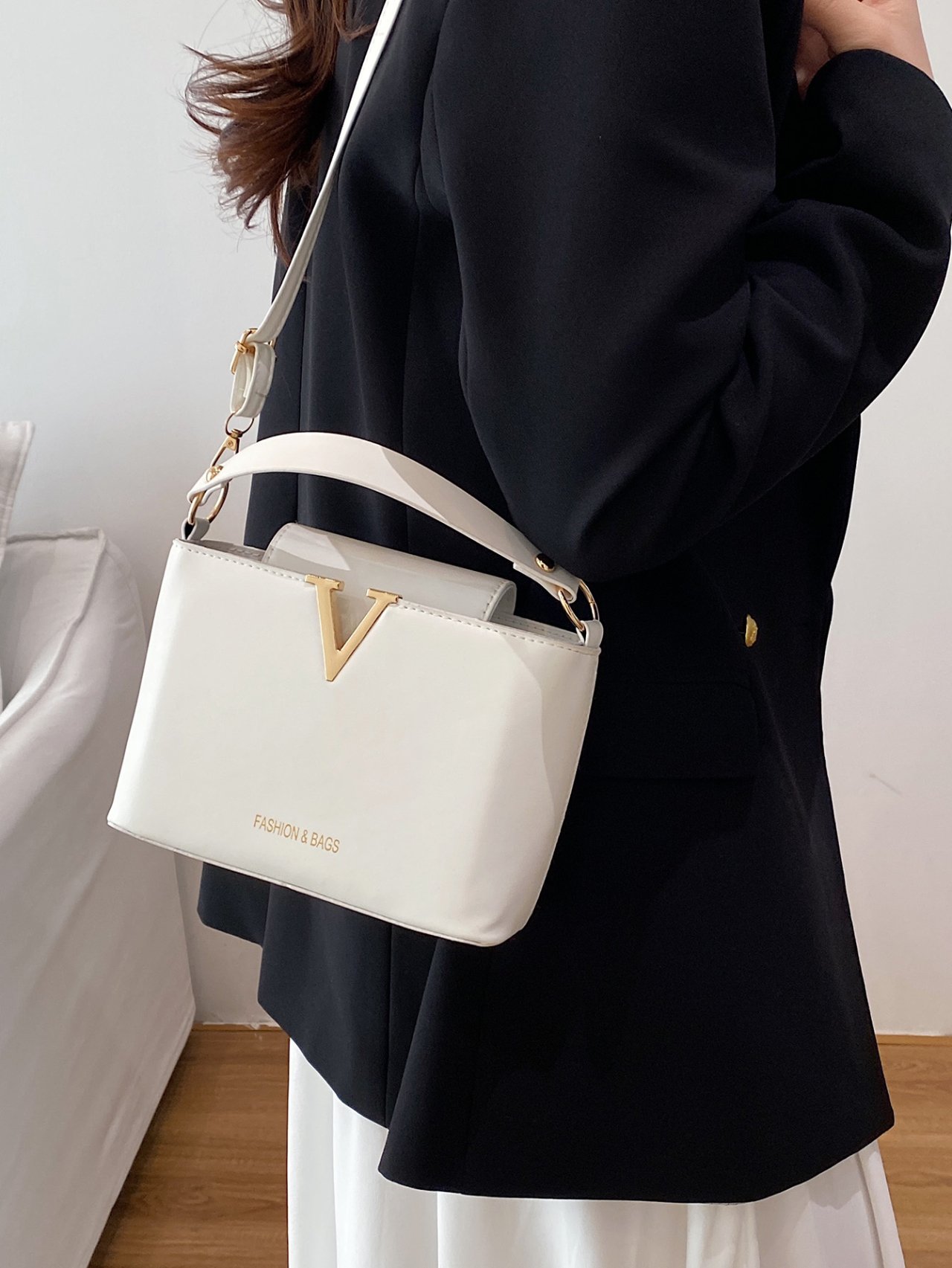 White Plain Crossbody Bag