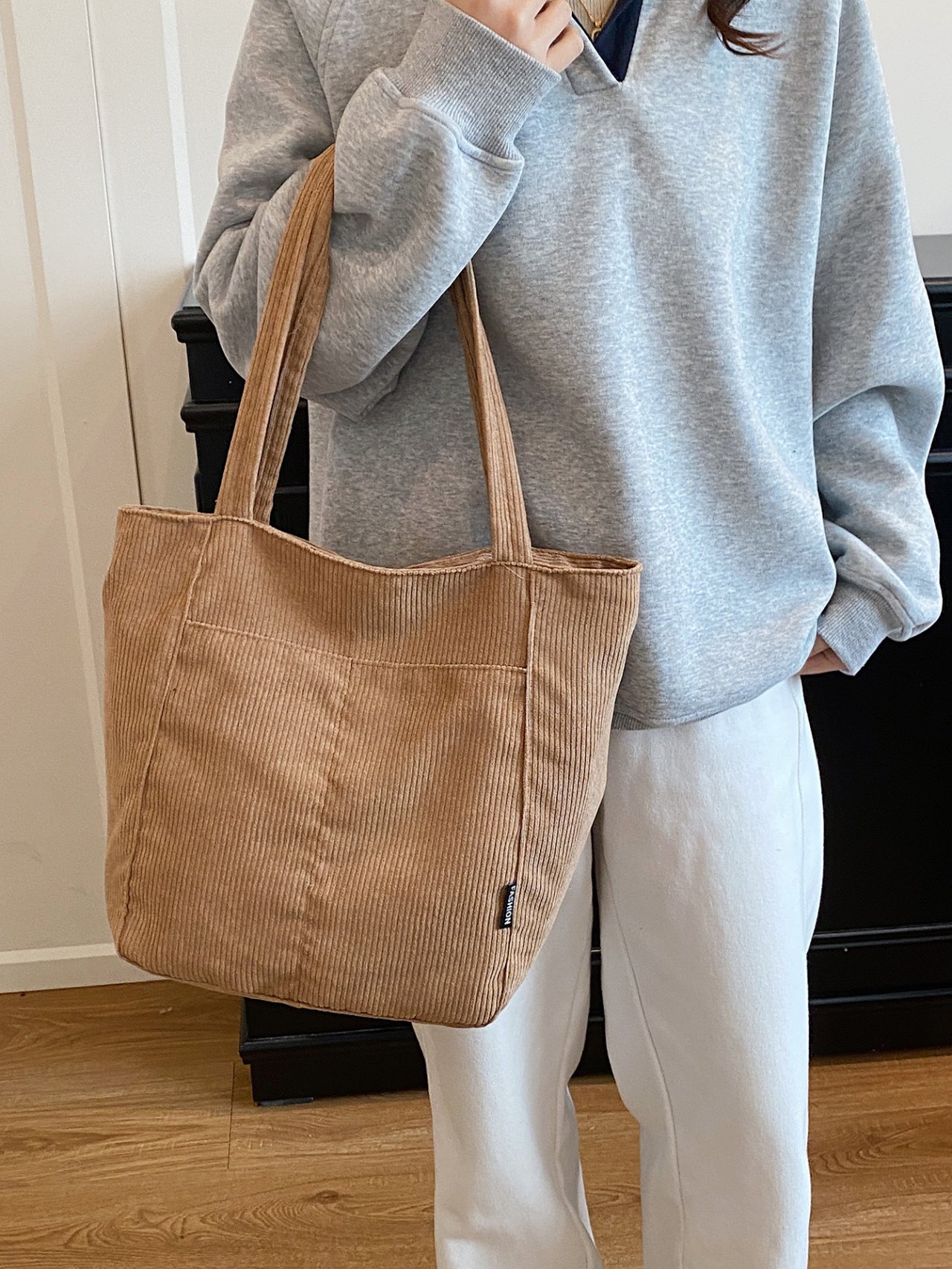Brown Corduroy Crossbody Bag