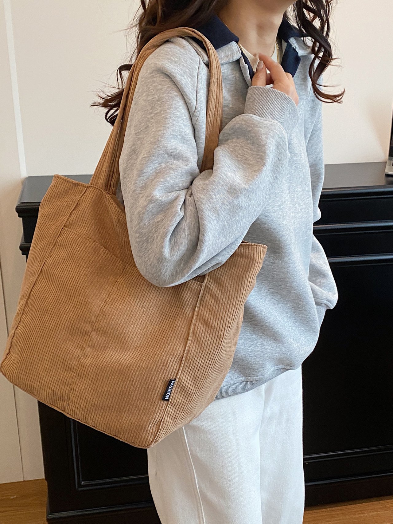 Brown Corduroy Crossbody Bag