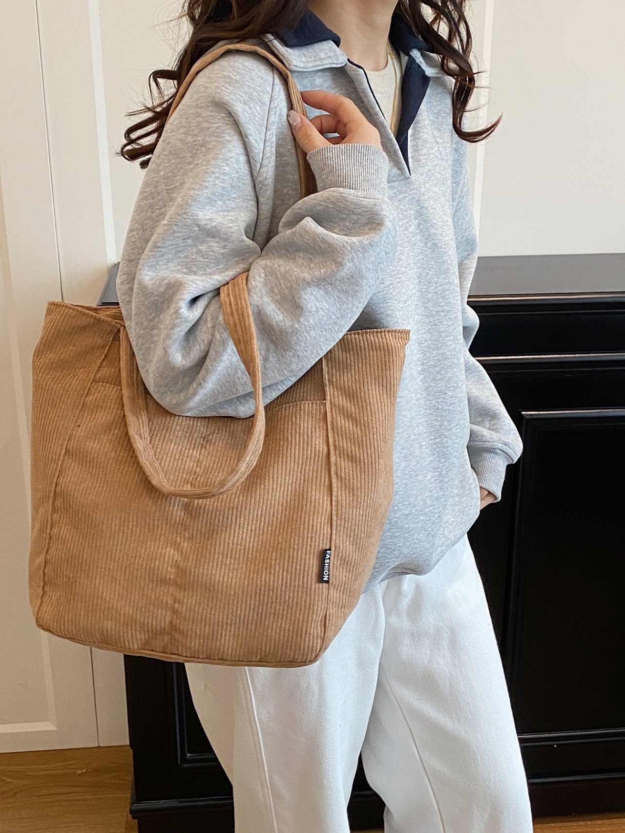 Brown Corduroy Crossbody Bag