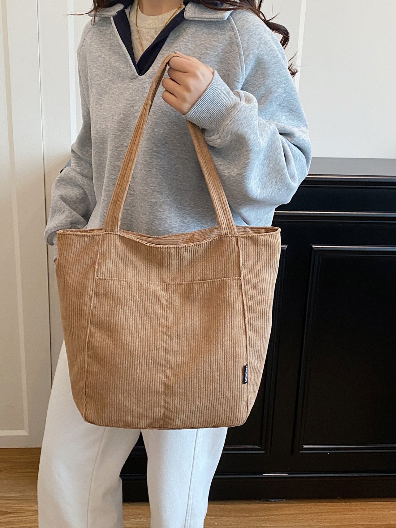 Brown Corduroy Crossbody Bag