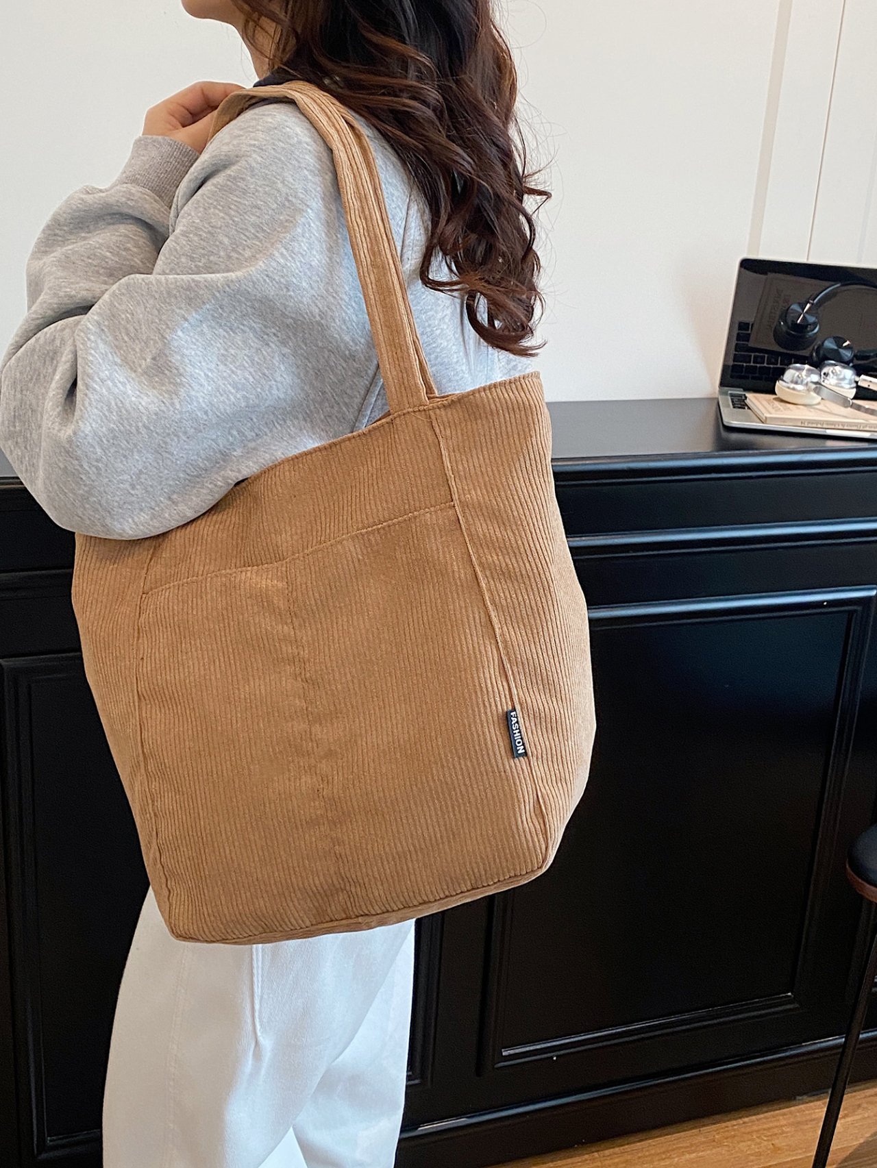 Brown Corduroy Crossbody Bag