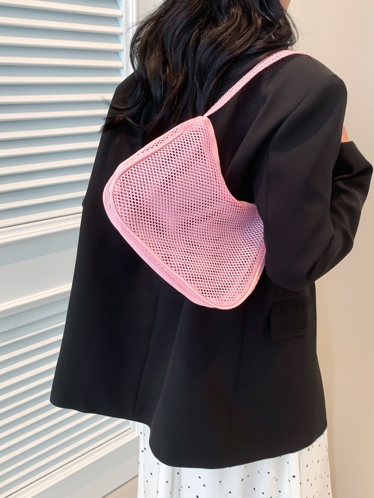 Pink Mesh Shoulder Bag
