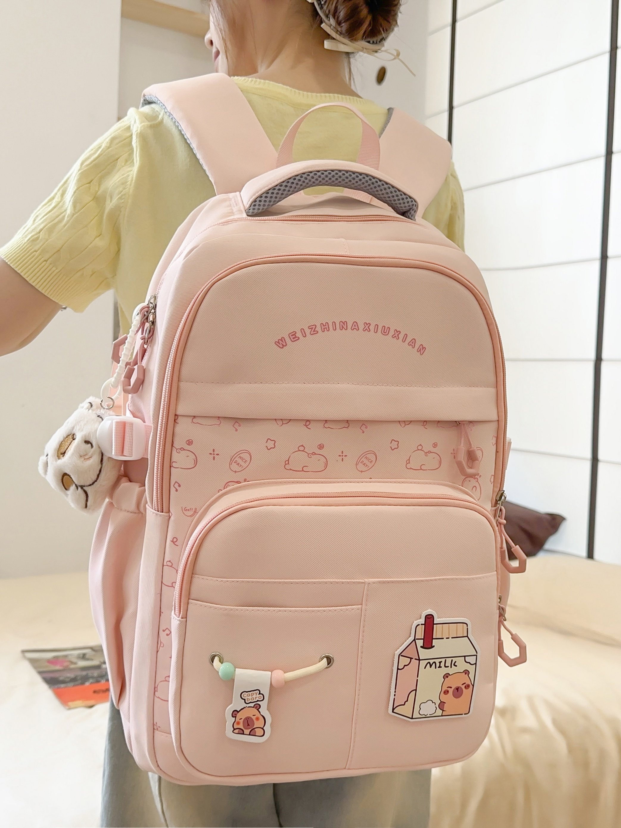 Pink Plain Backpack