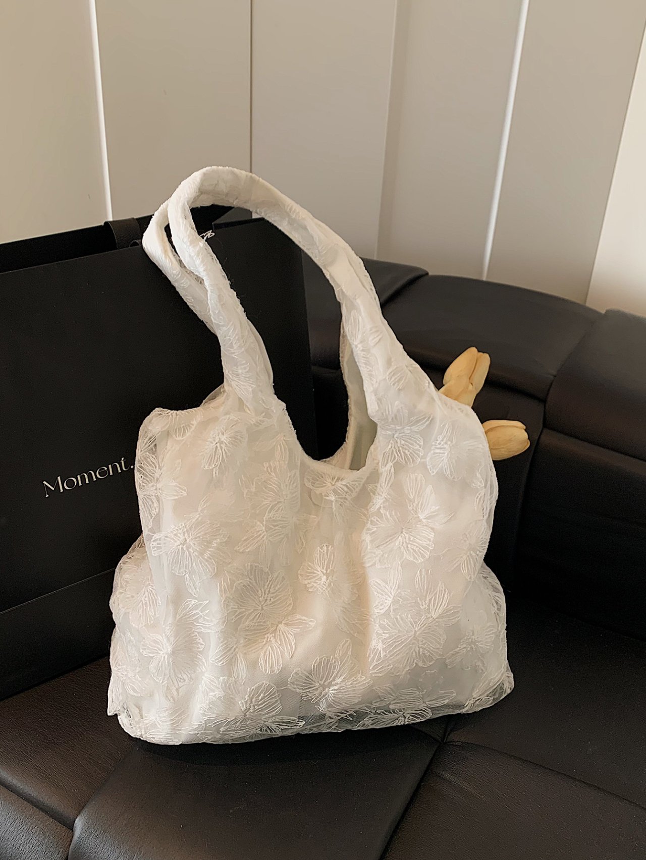 White Floral Crossbody Shoulder Bag