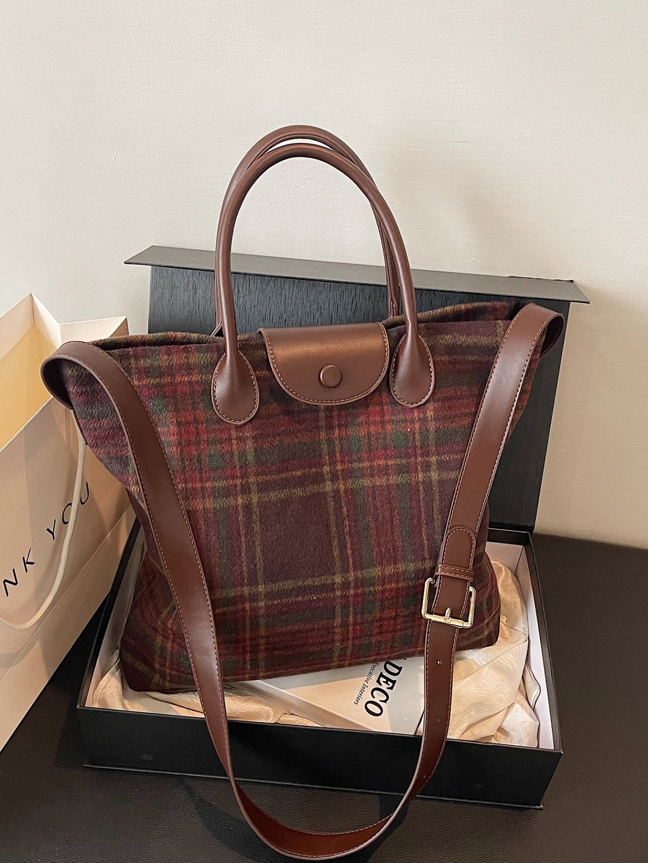 Red Plaid Crossbody Bag