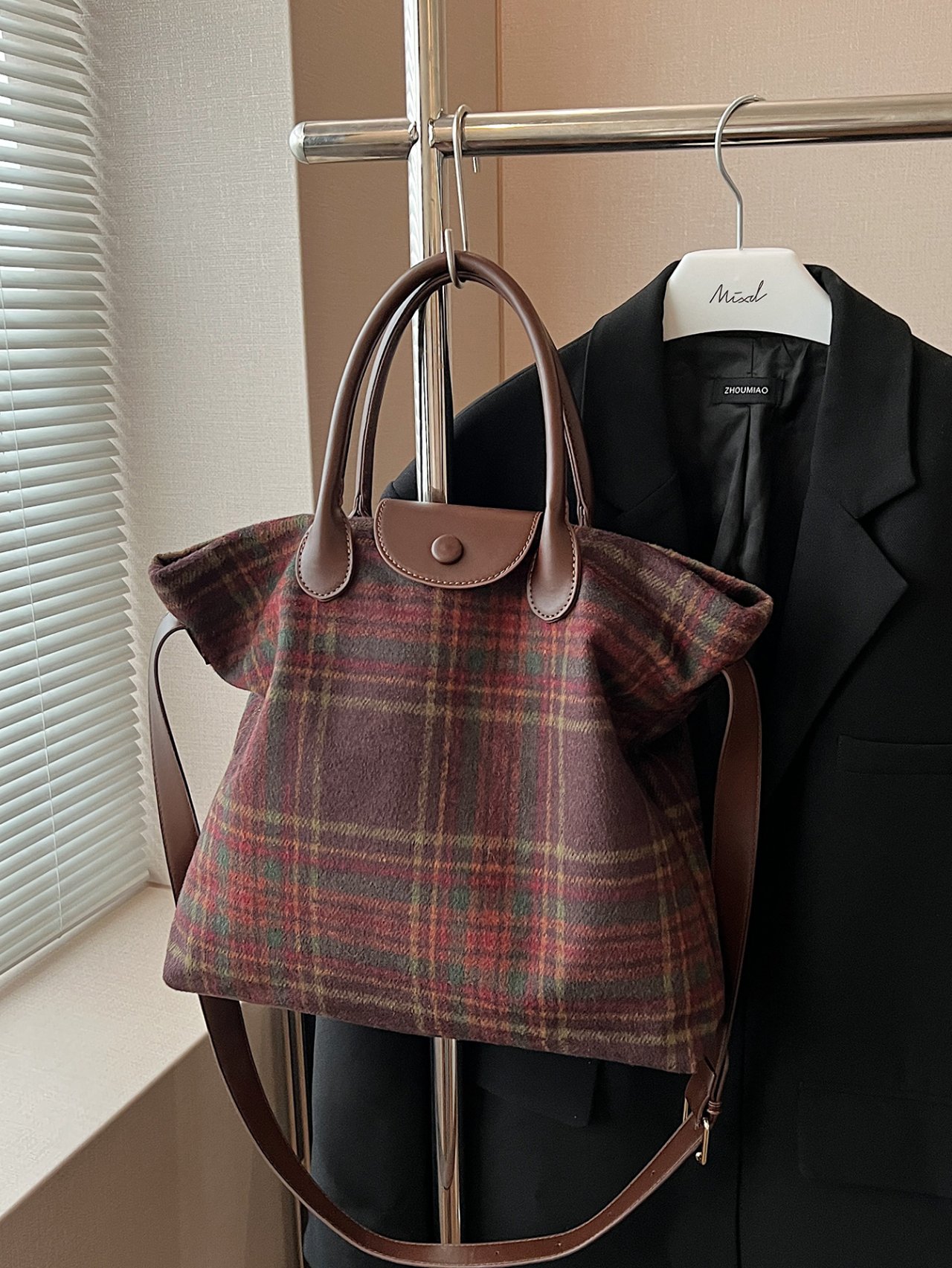 Red Plaid Crossbody Bag