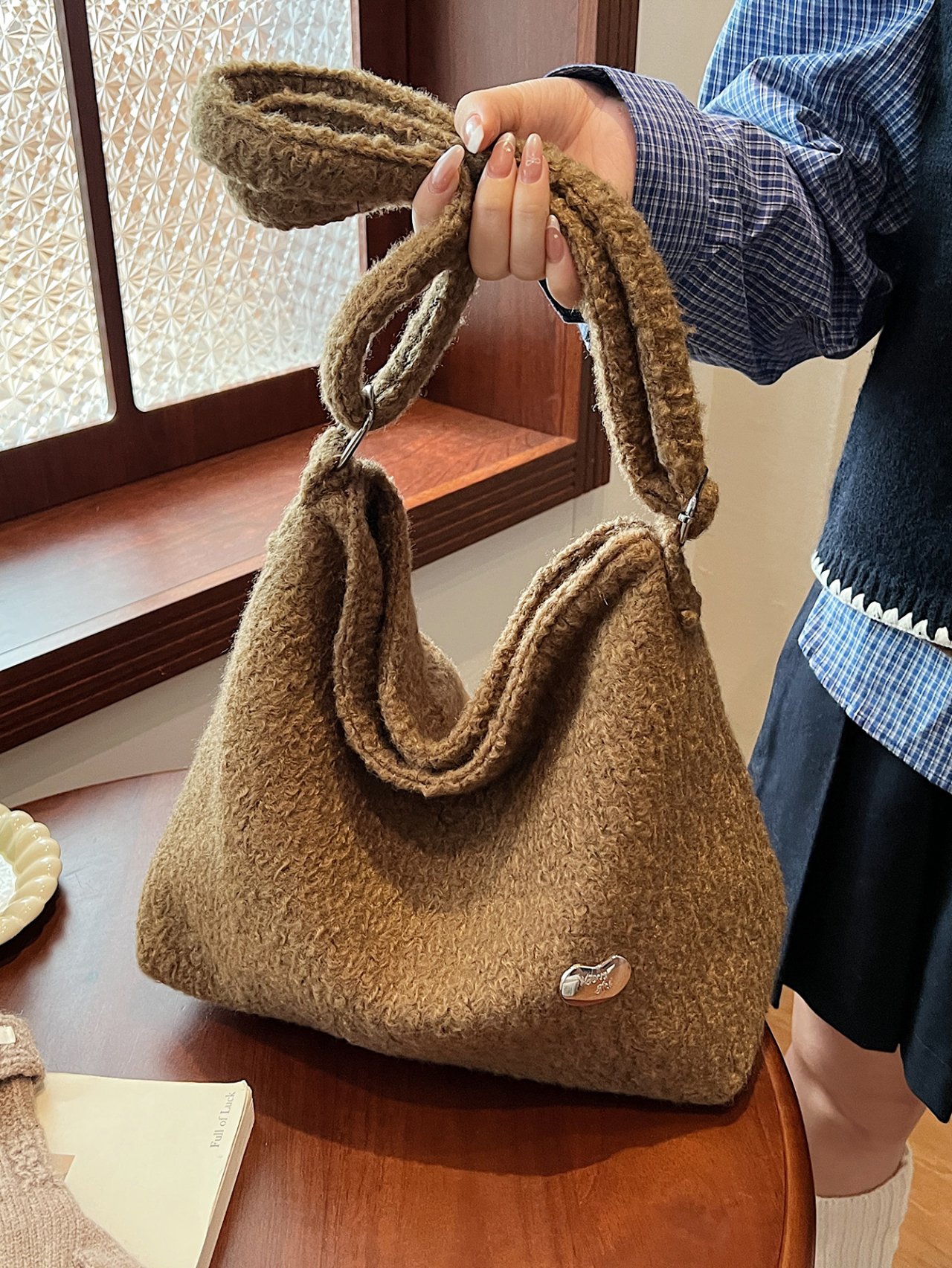Brown Furry Shoulder Bag