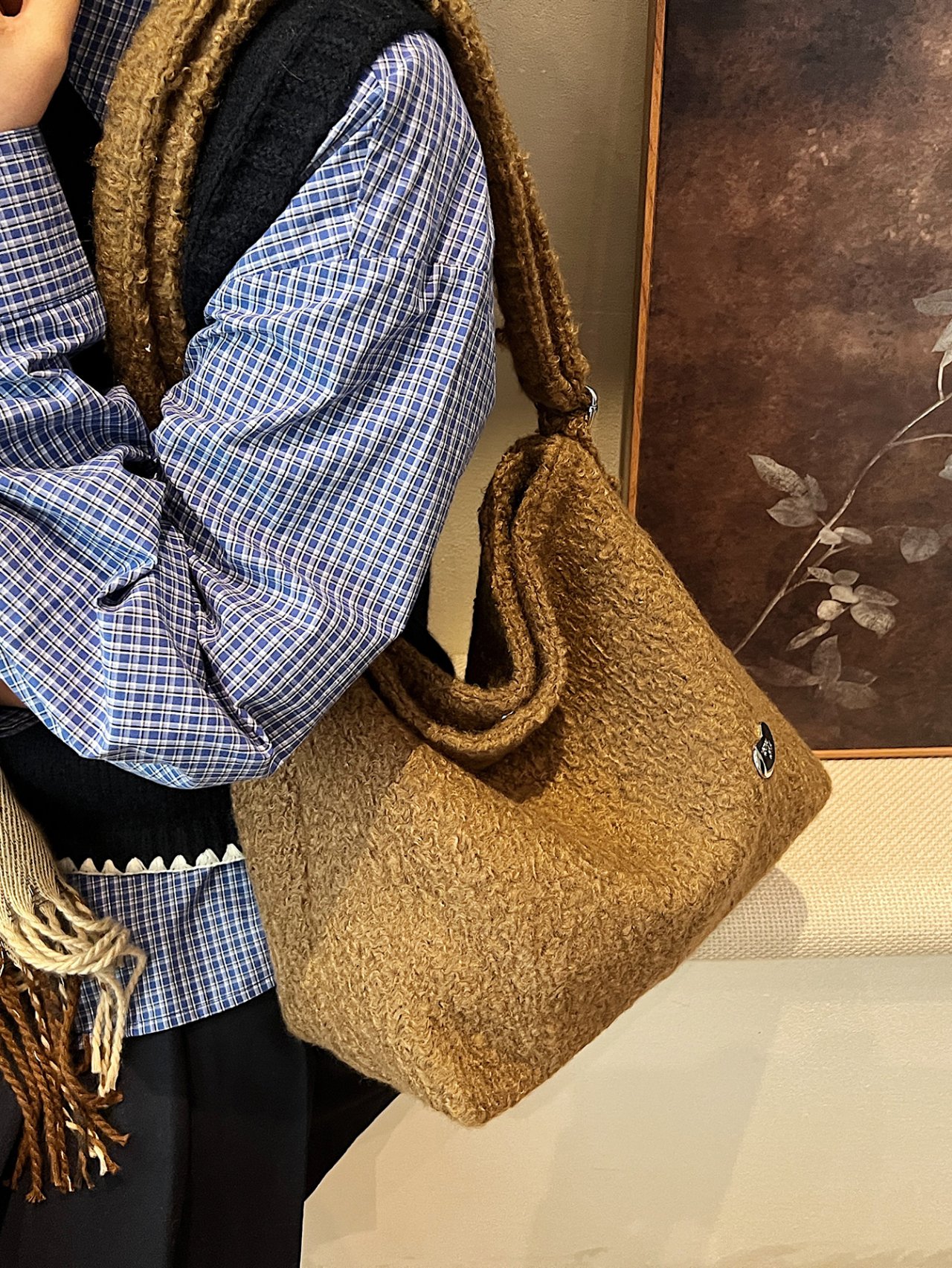 Brown Furry Shoulder Bag