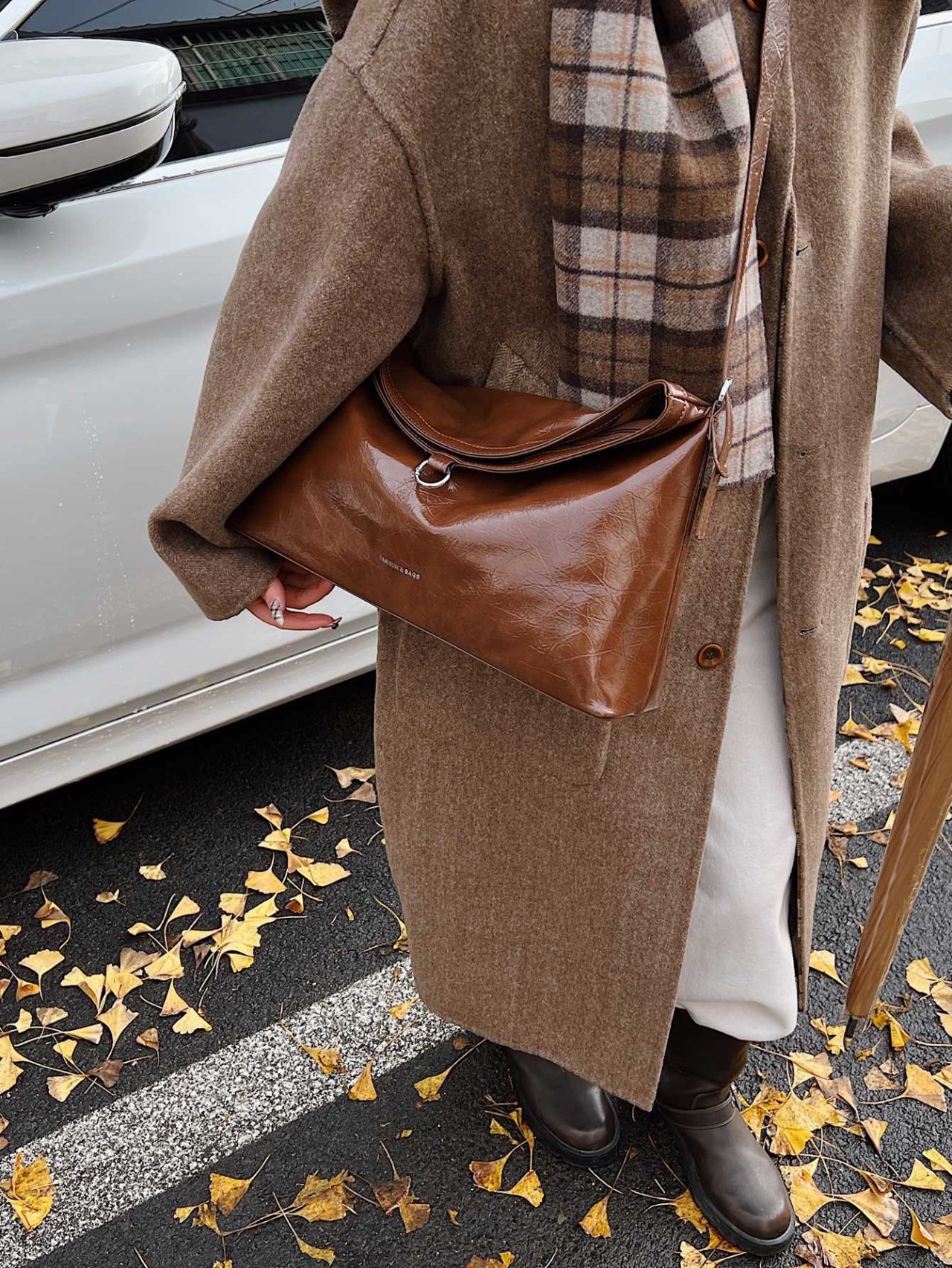 Brown Fold Over Crossbody Bag