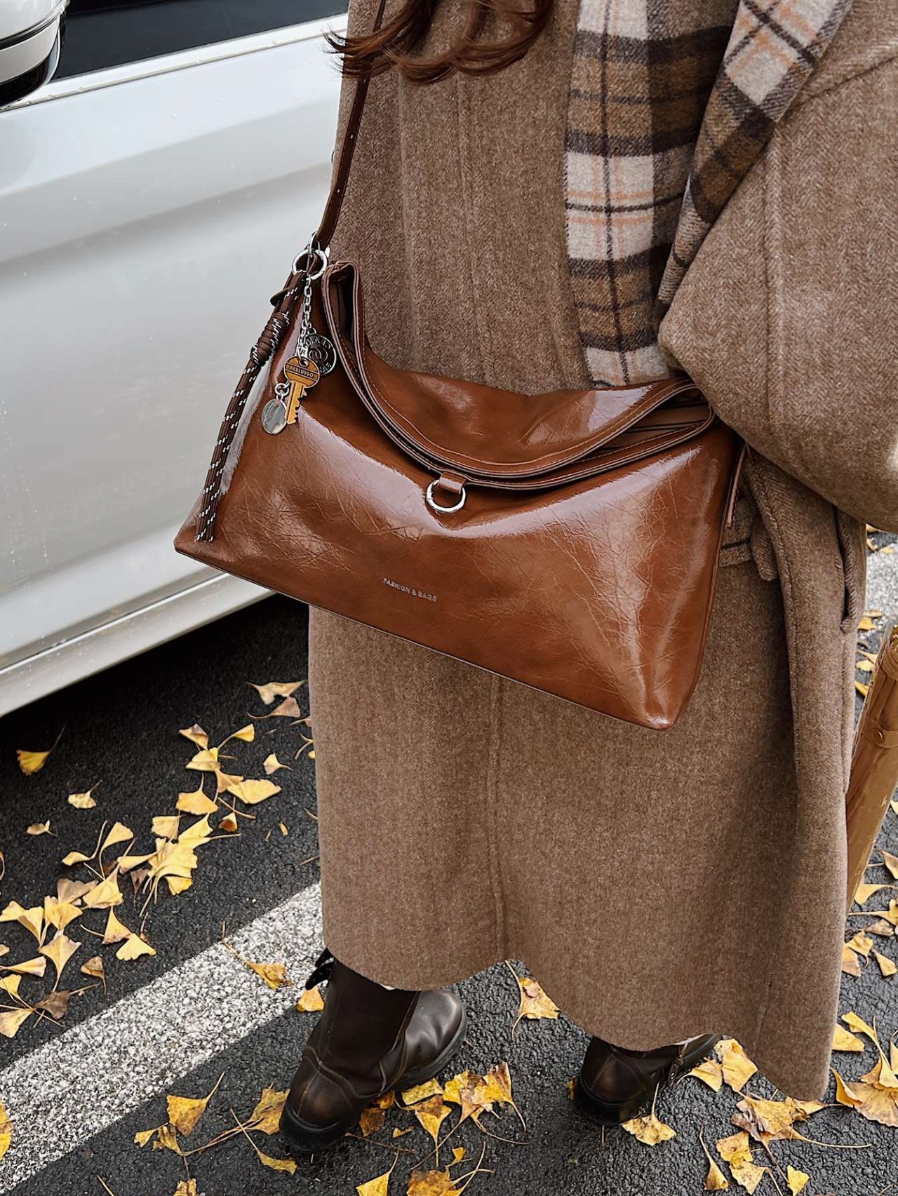 Brown Fold Over Crossbody Bag