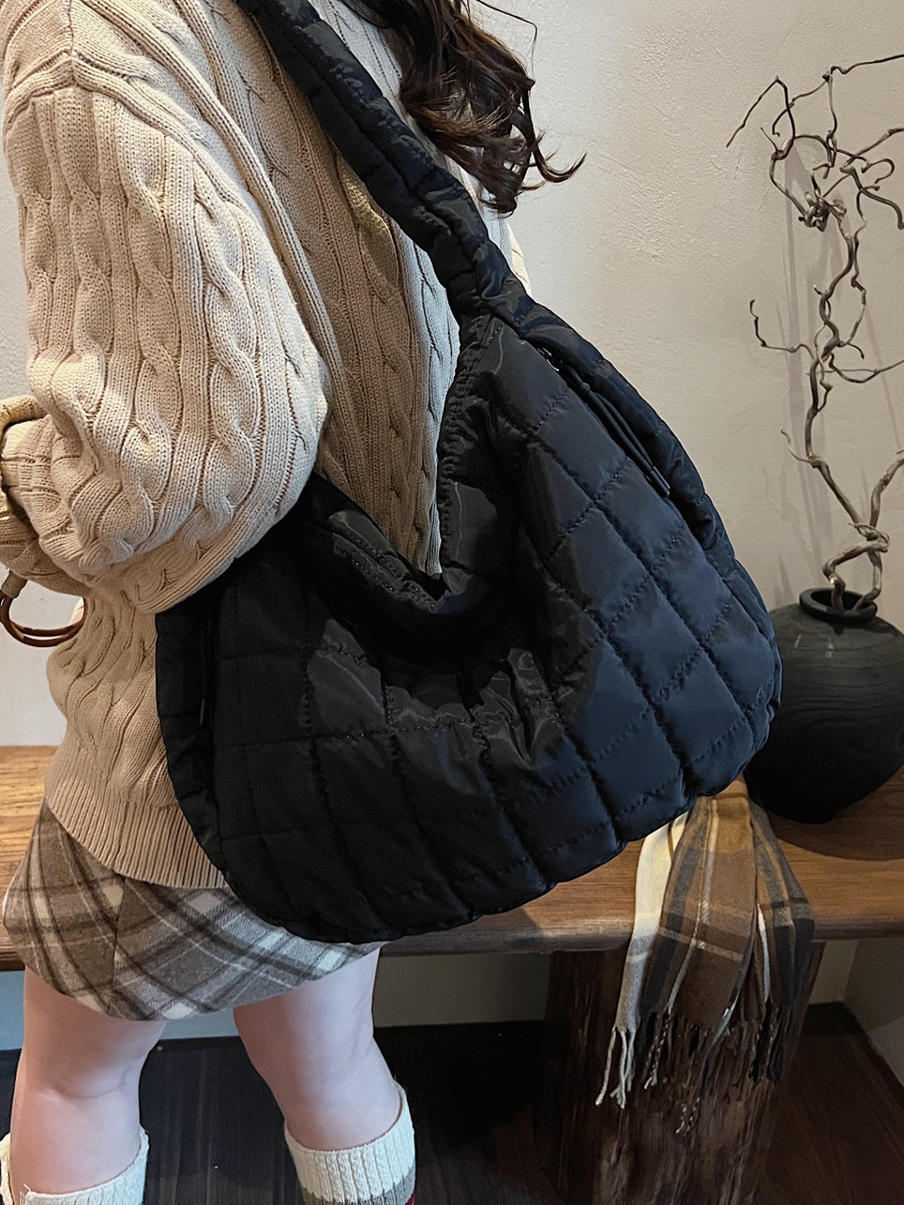 Black Quilted Crossbody Bag