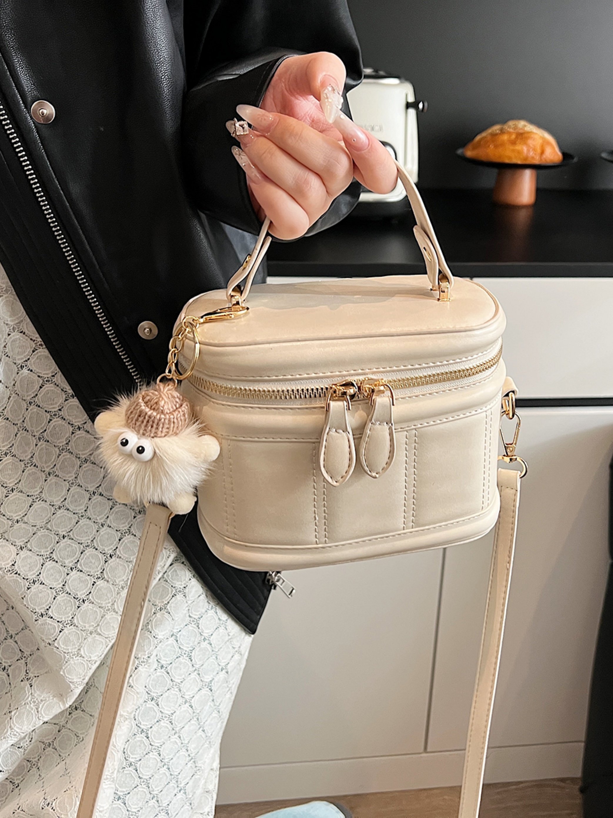 Off-White Crossbody Bag with Top Handle