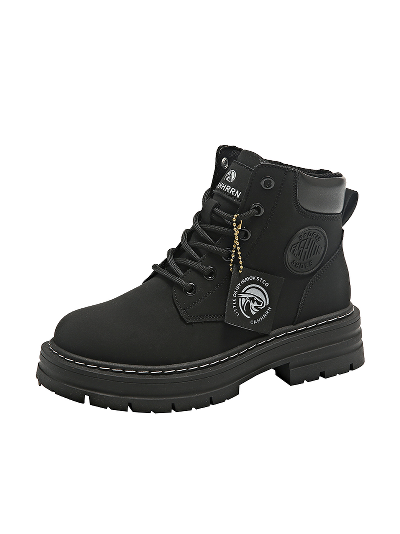 Black Casual Lace-Up Ankle Boots