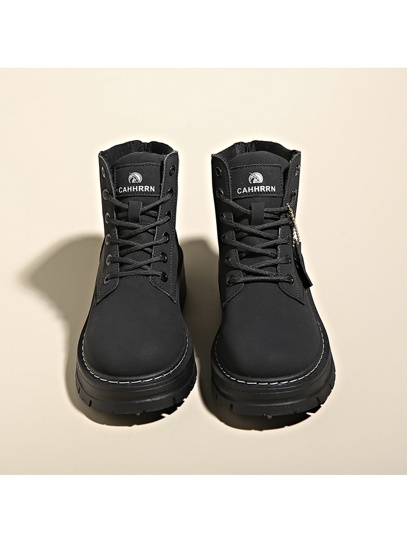 Black Casual Lace-Up Ankle Boots