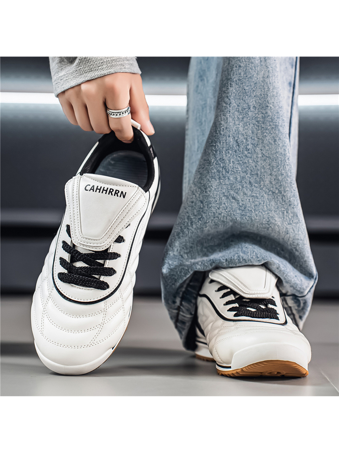 Men Off-White Plain Sneakers