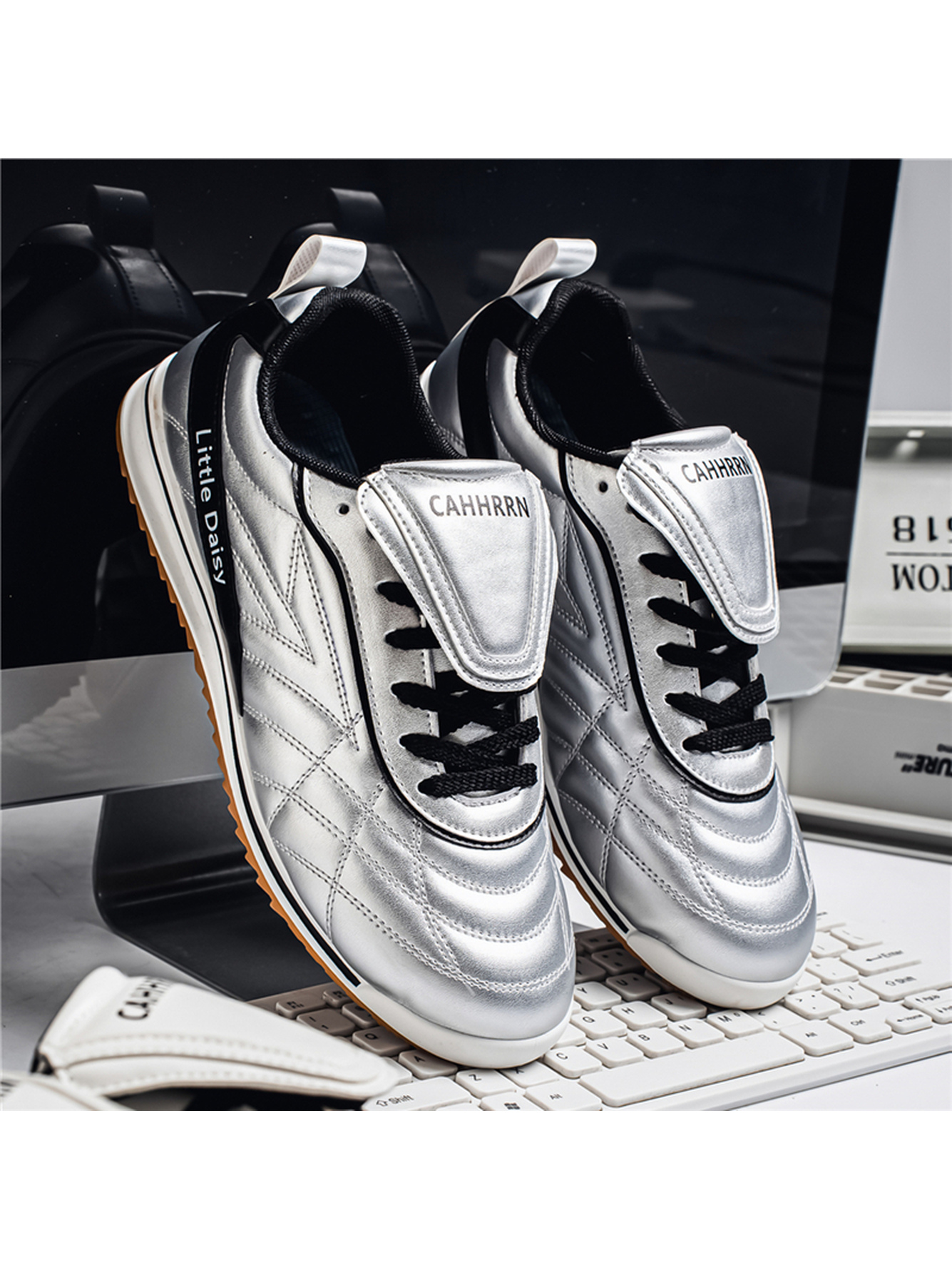 Men Silver Sports Sneakers