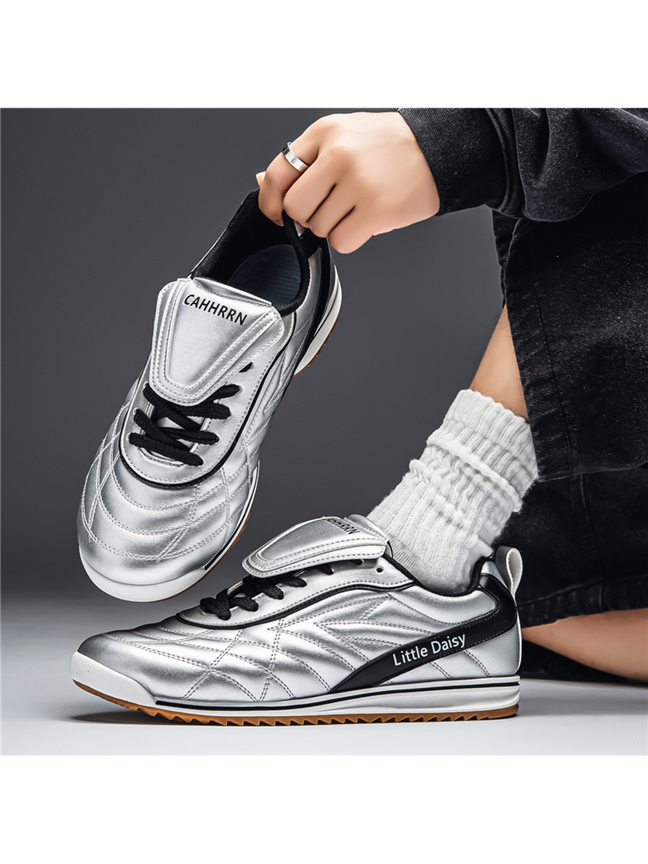Men Silver Sports Sneakers