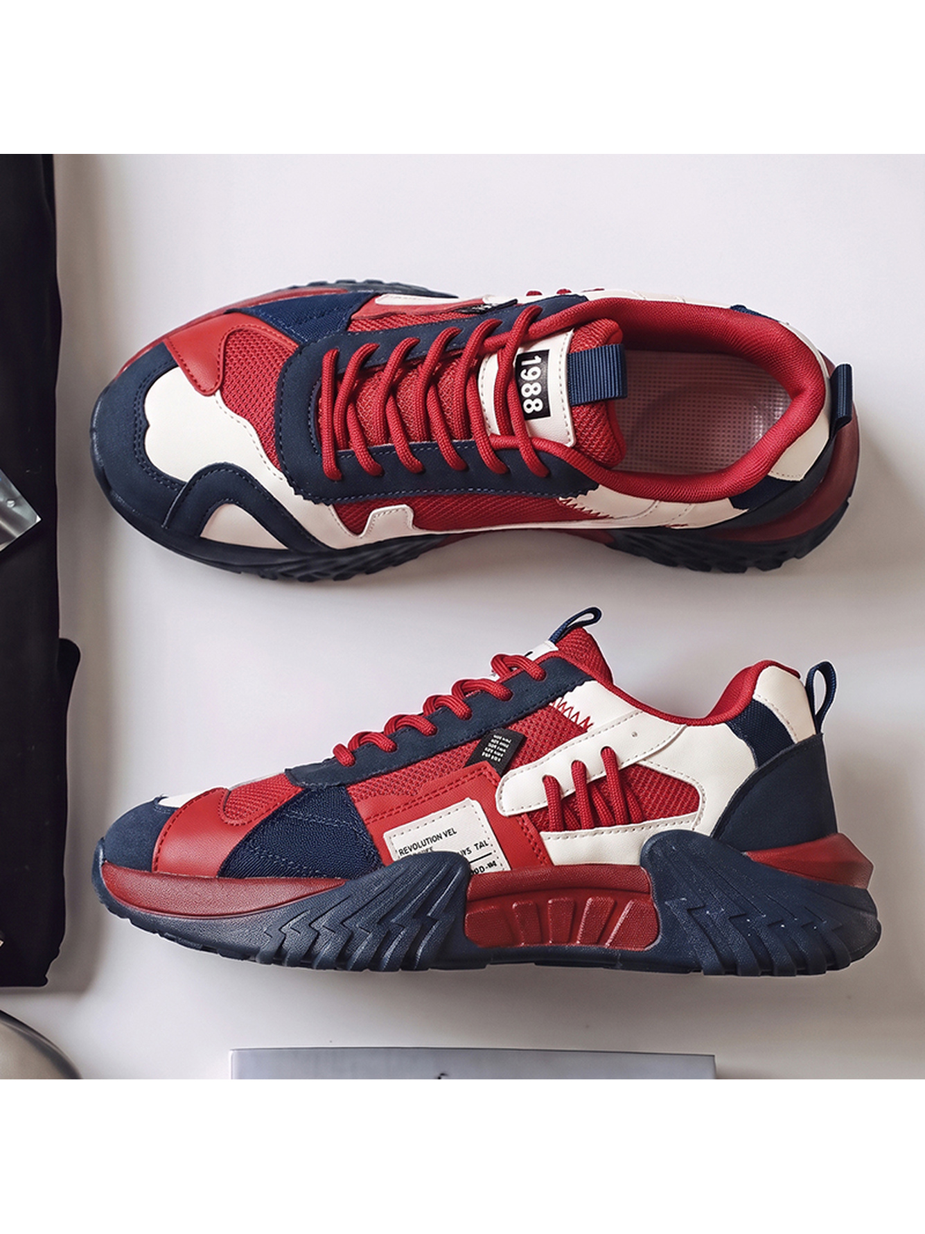 Men Red Plain Sneakers