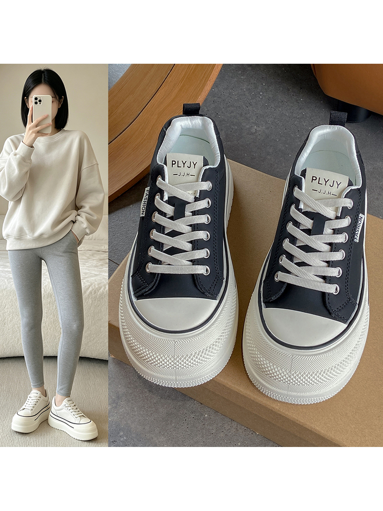 Black Canvas Platform Sneakers