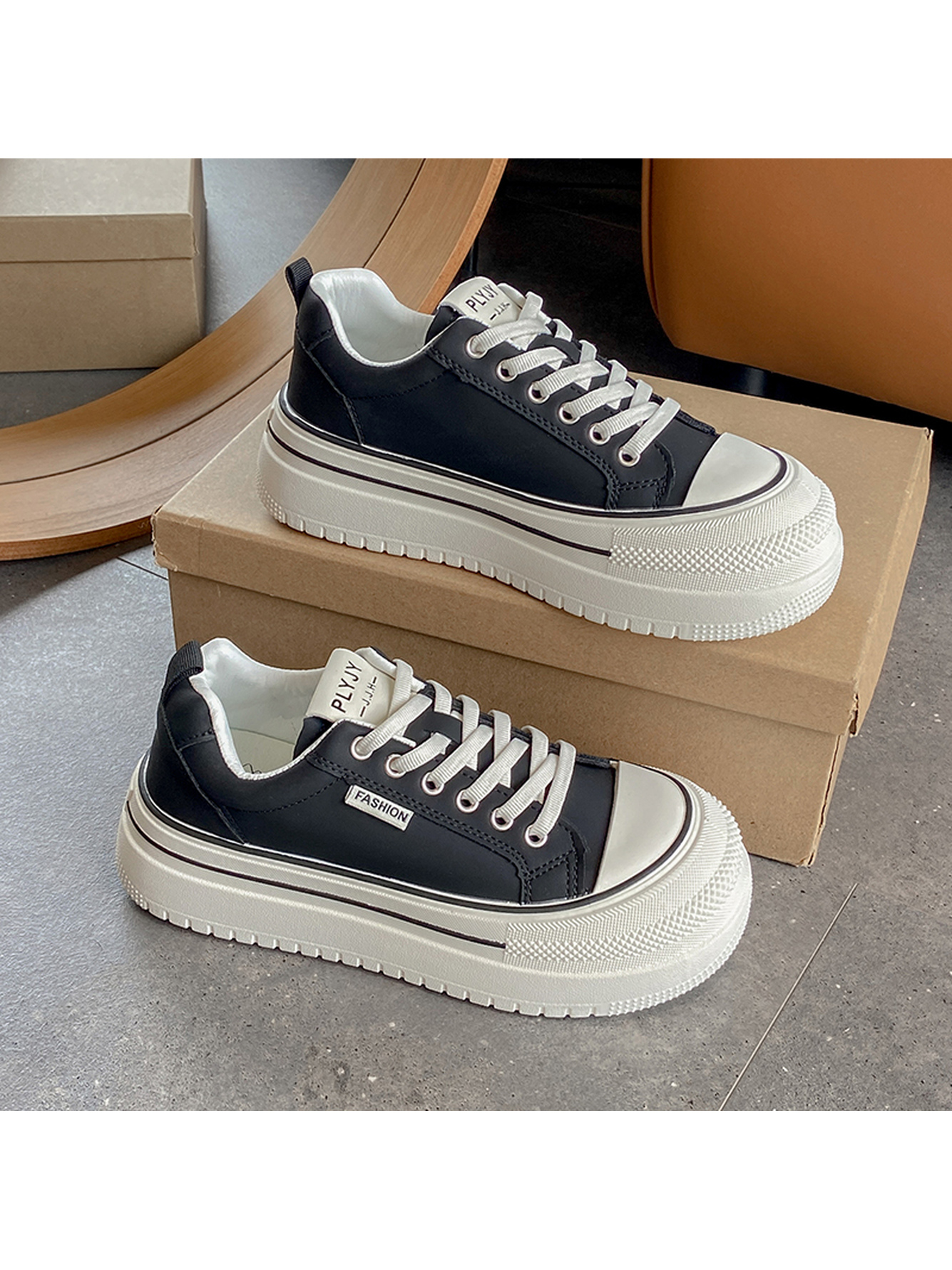 Black Canvas Platform Sneakers