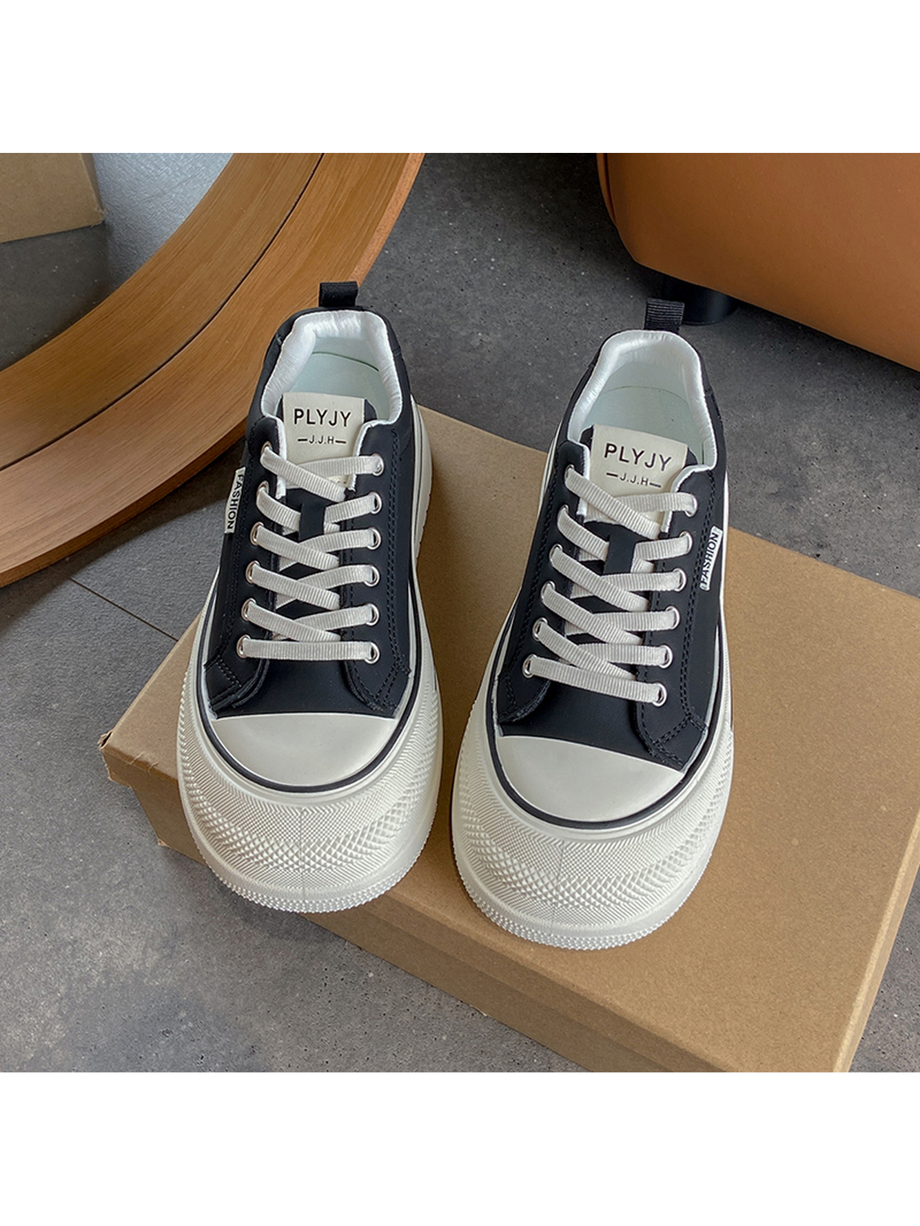 Black Canvas Platform Sneakers