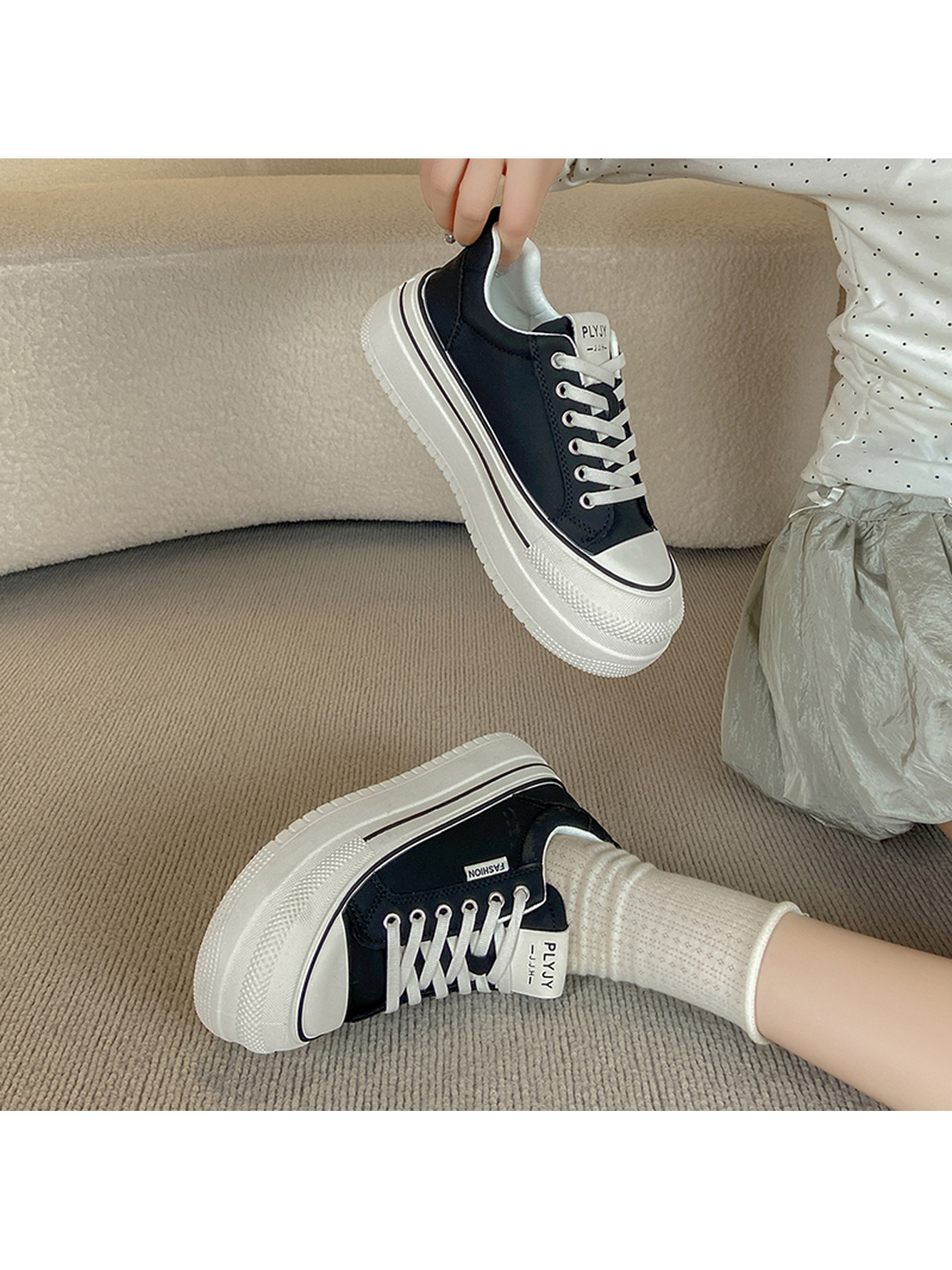 Black Canvas Platform Sneakers