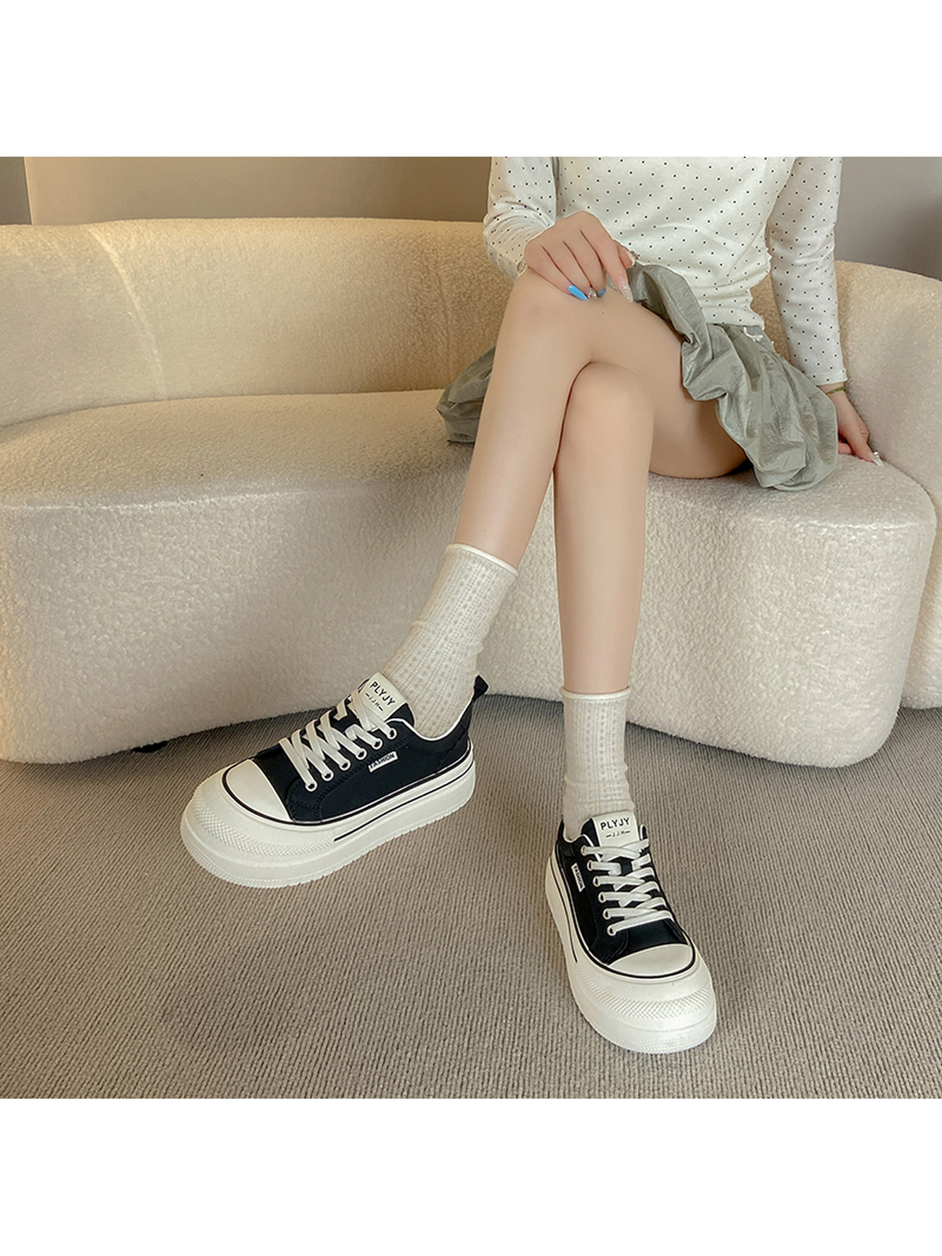 Black Canvas Platform Sneakers