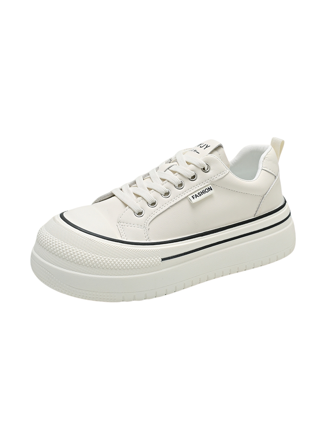 White Canvas Platform Casual Sneakers