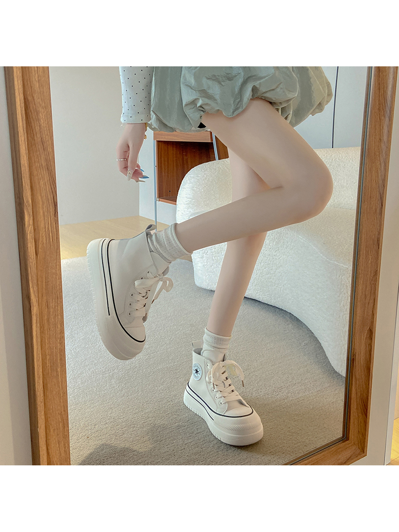 White High-Top Platform Sneakers