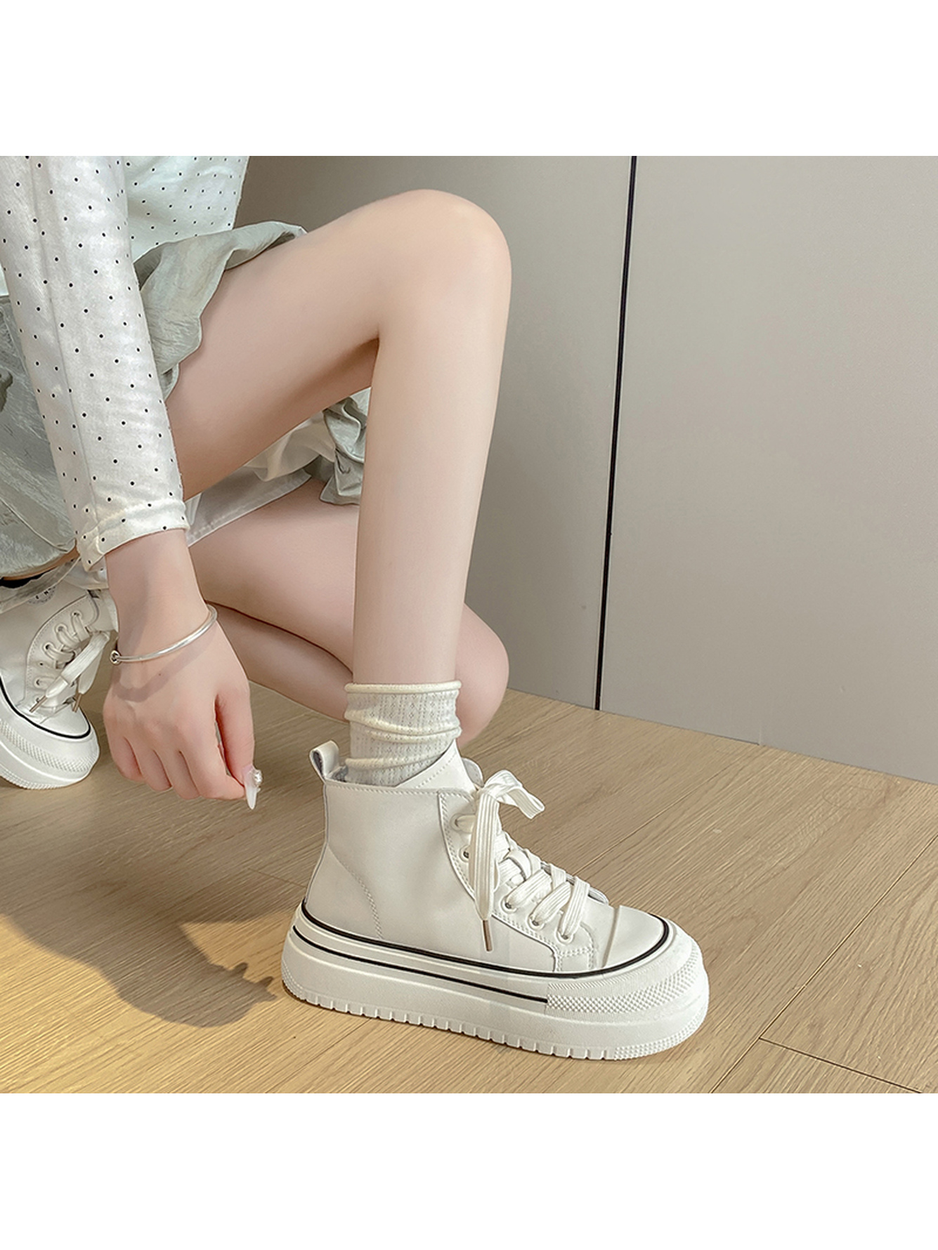 White High-Top Platform Sneakers