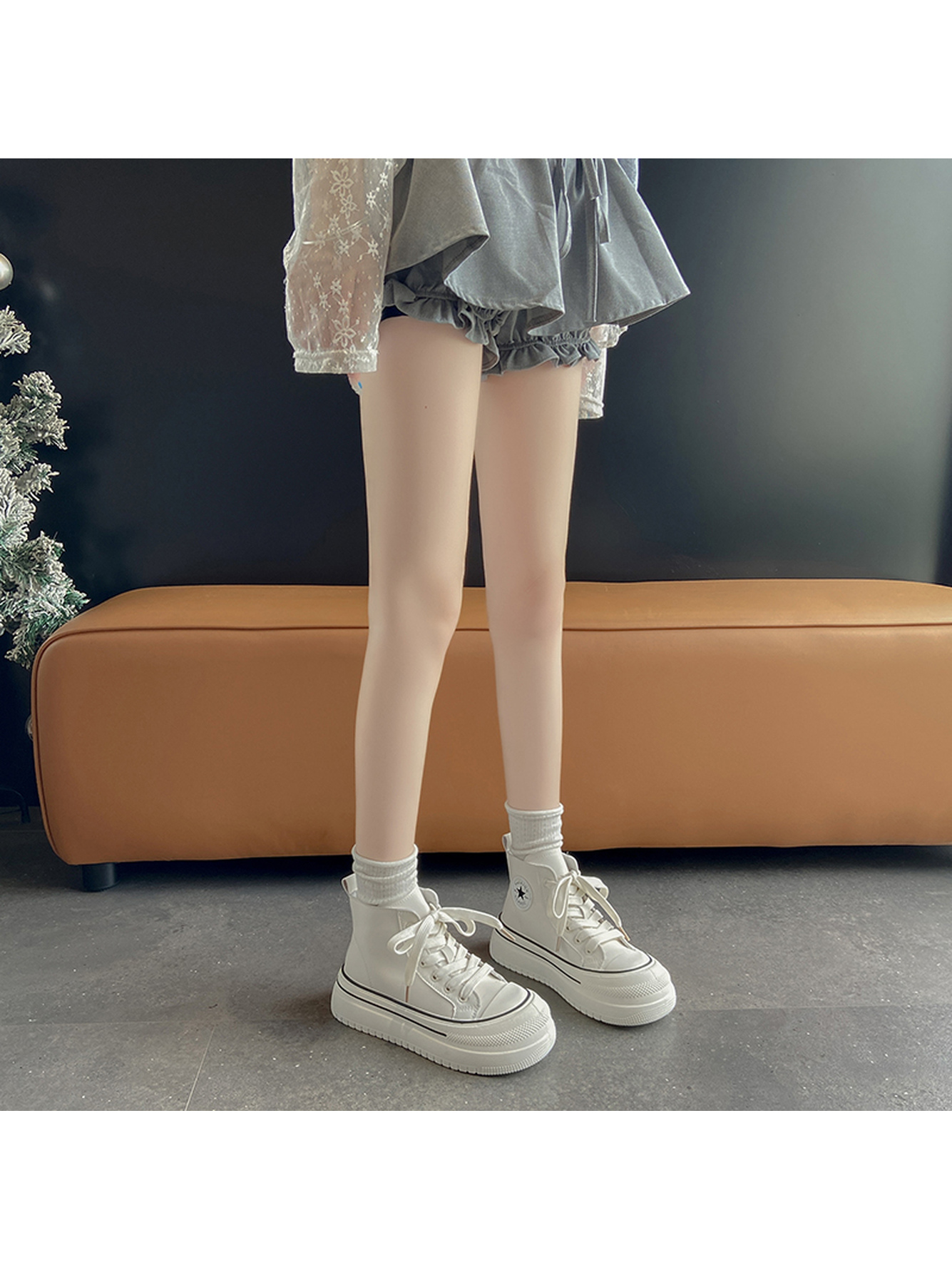 White High-Top Platform Sneakers