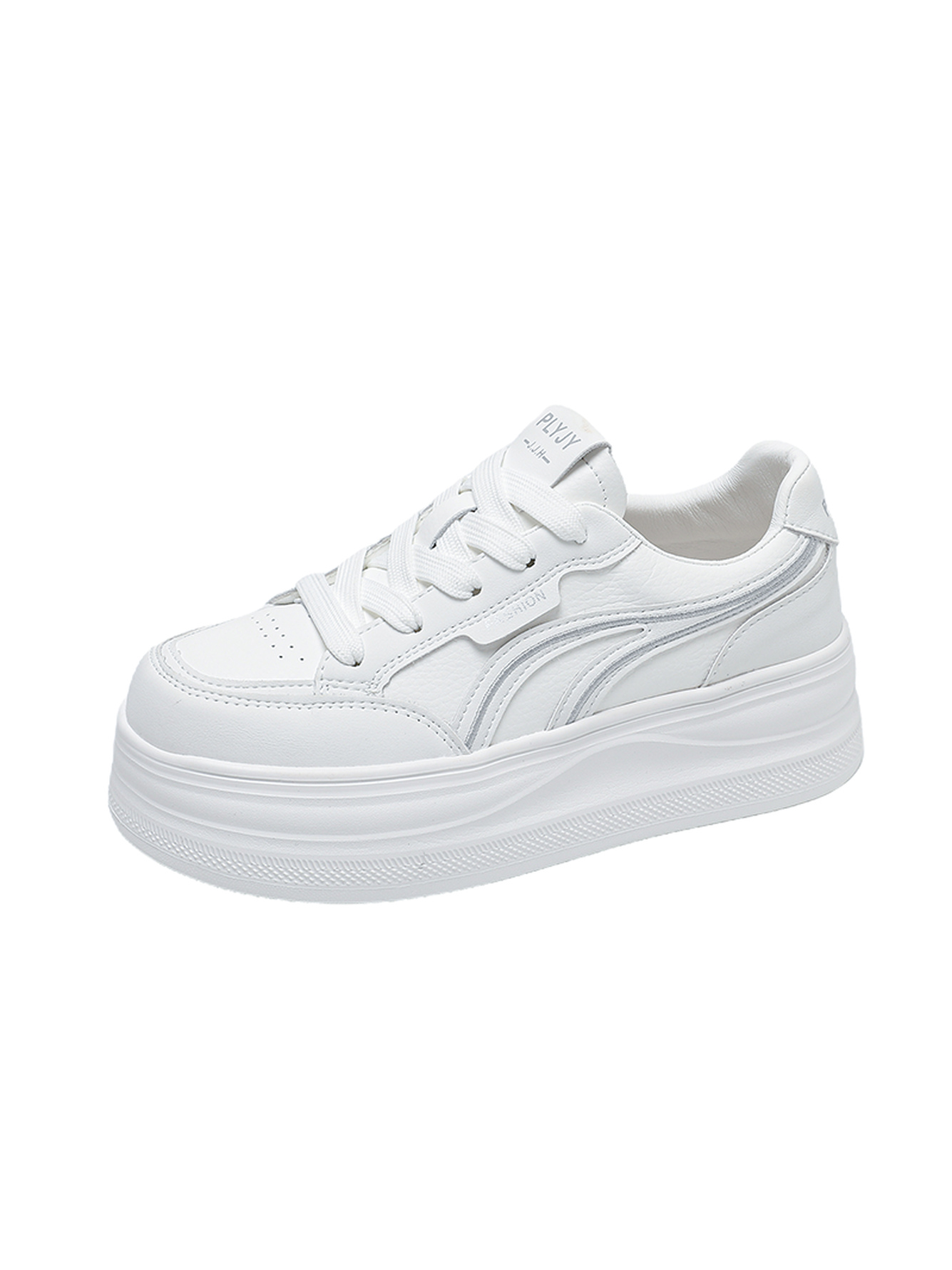 White Canvas Platform Casual Sneakers