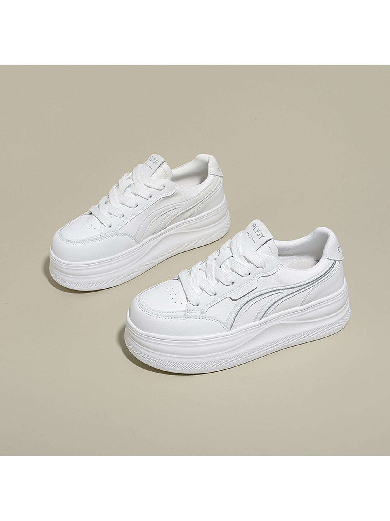 White Canvas Platform Casual Sneakers