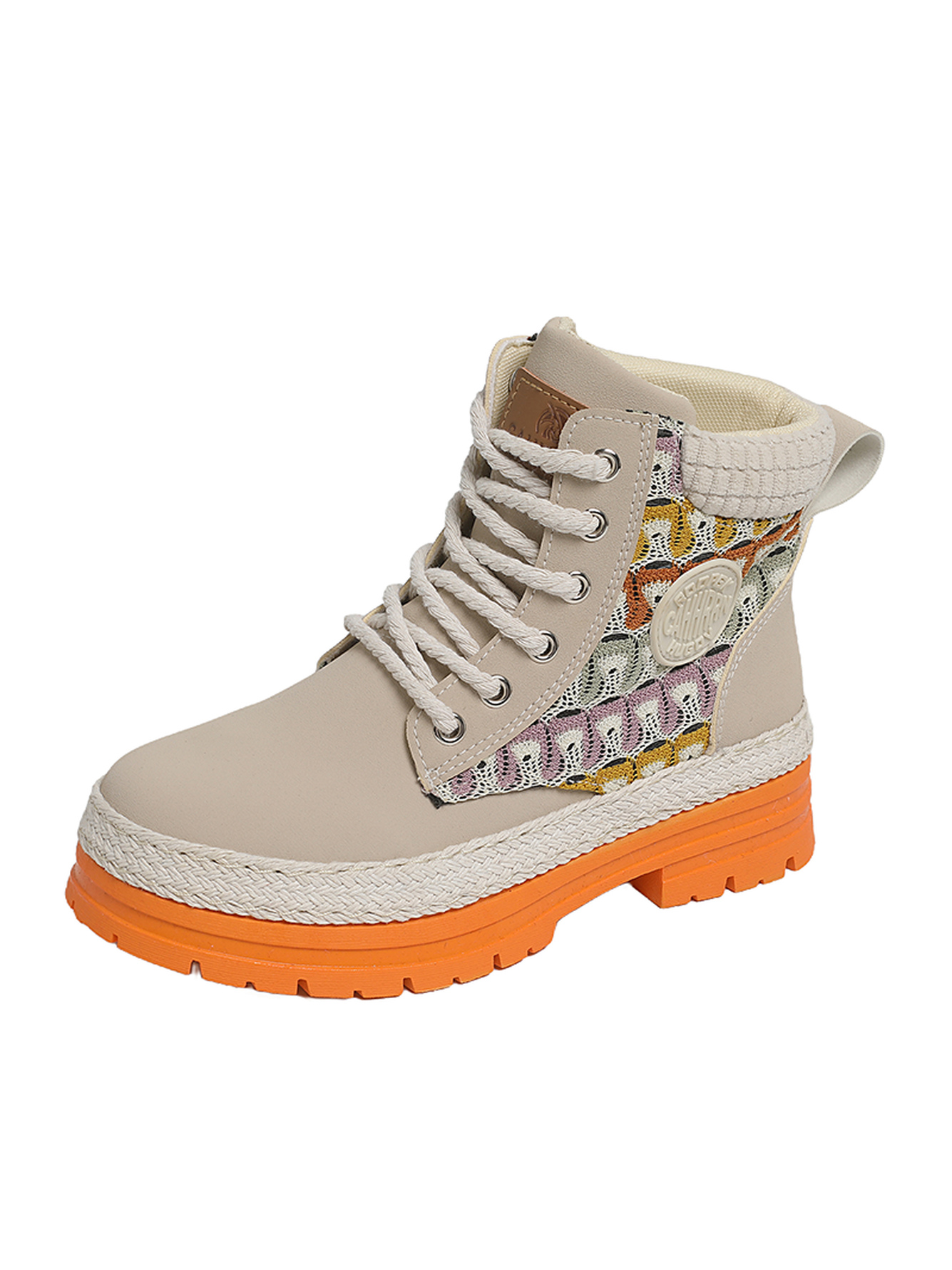 Orange PU Casual Sneakers