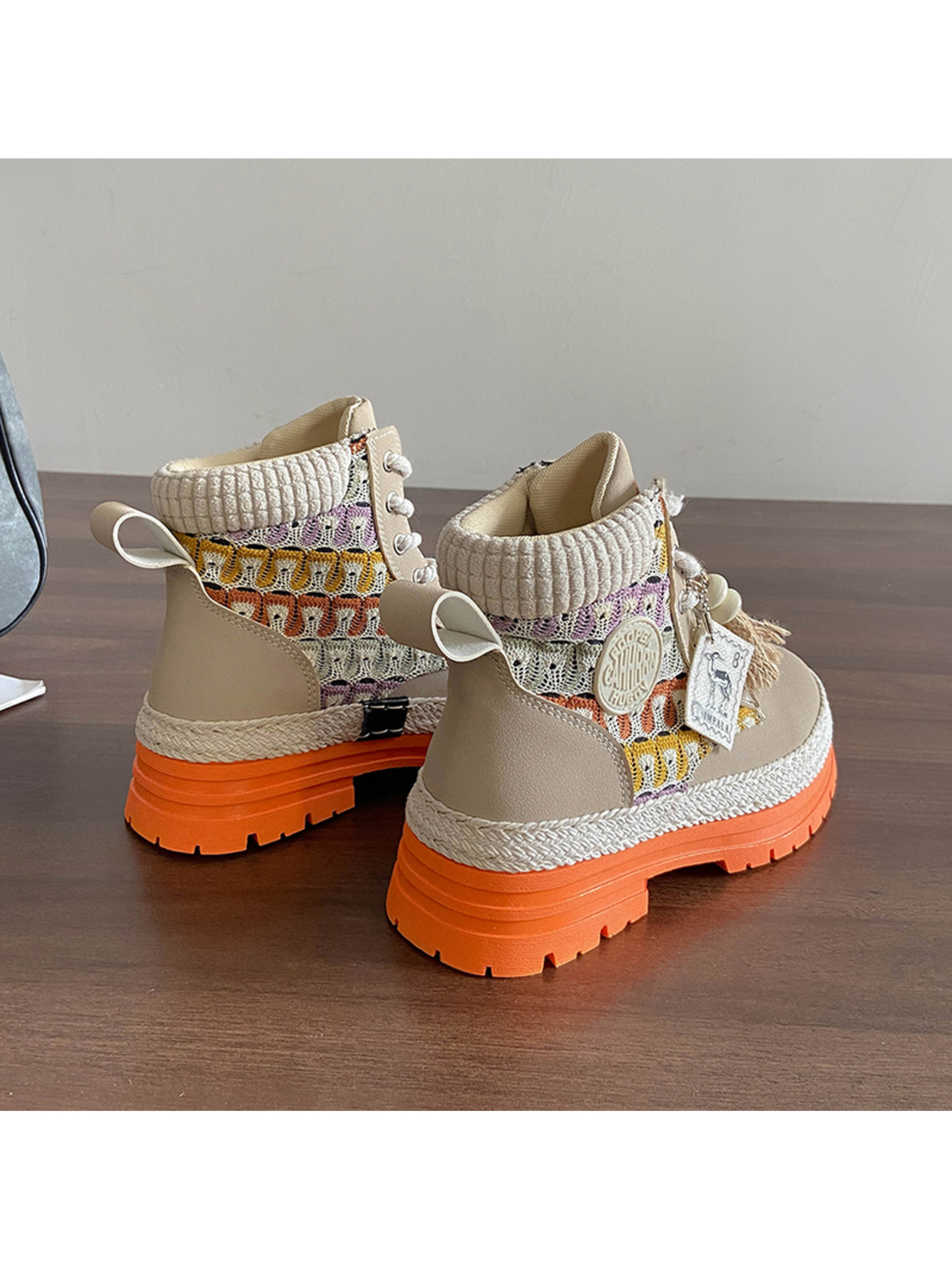 Orange PU Casual Sneakers