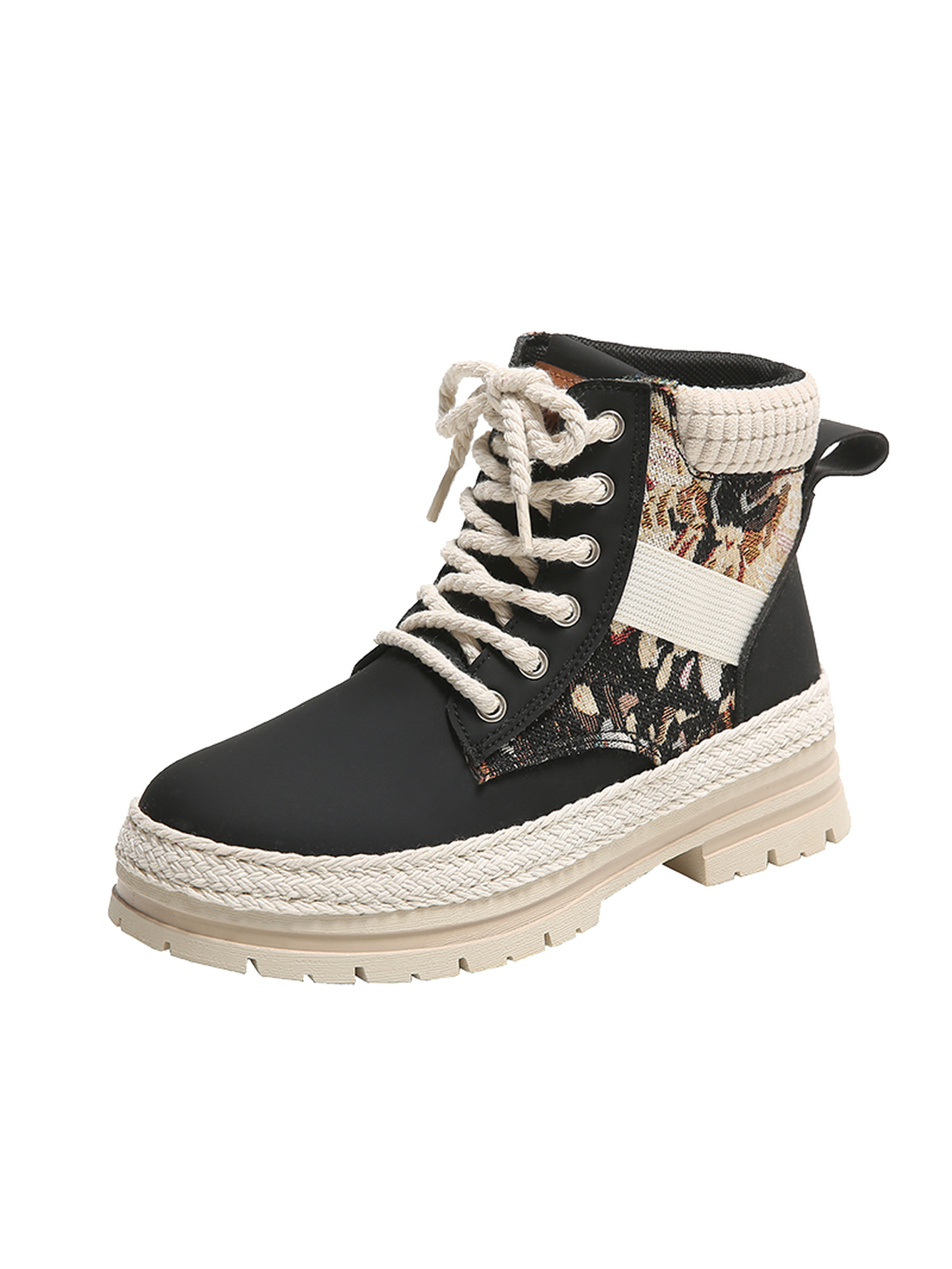 Black Sports Sneakers with Patterned Detail