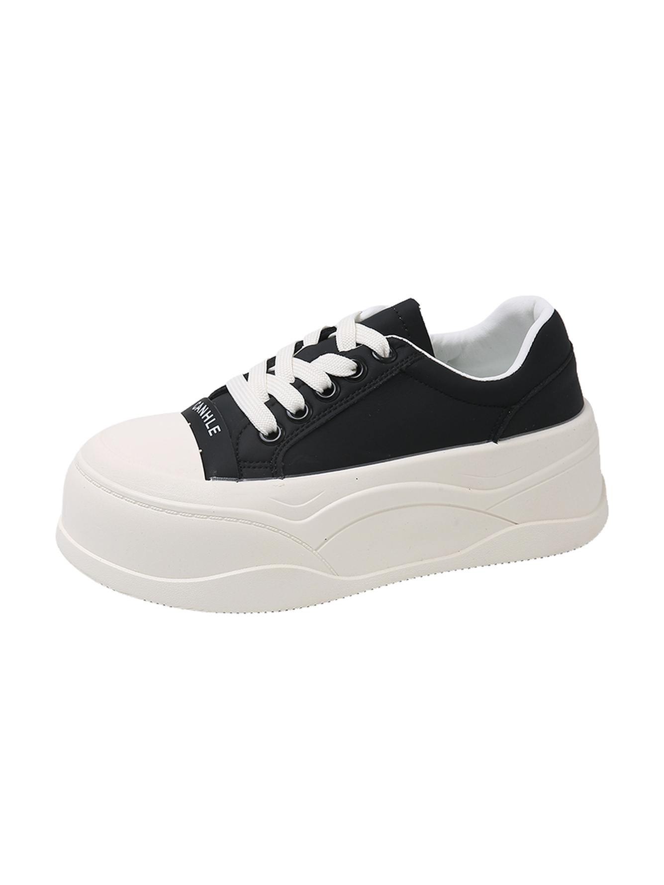 Black Platform Lace-Up Sneakers