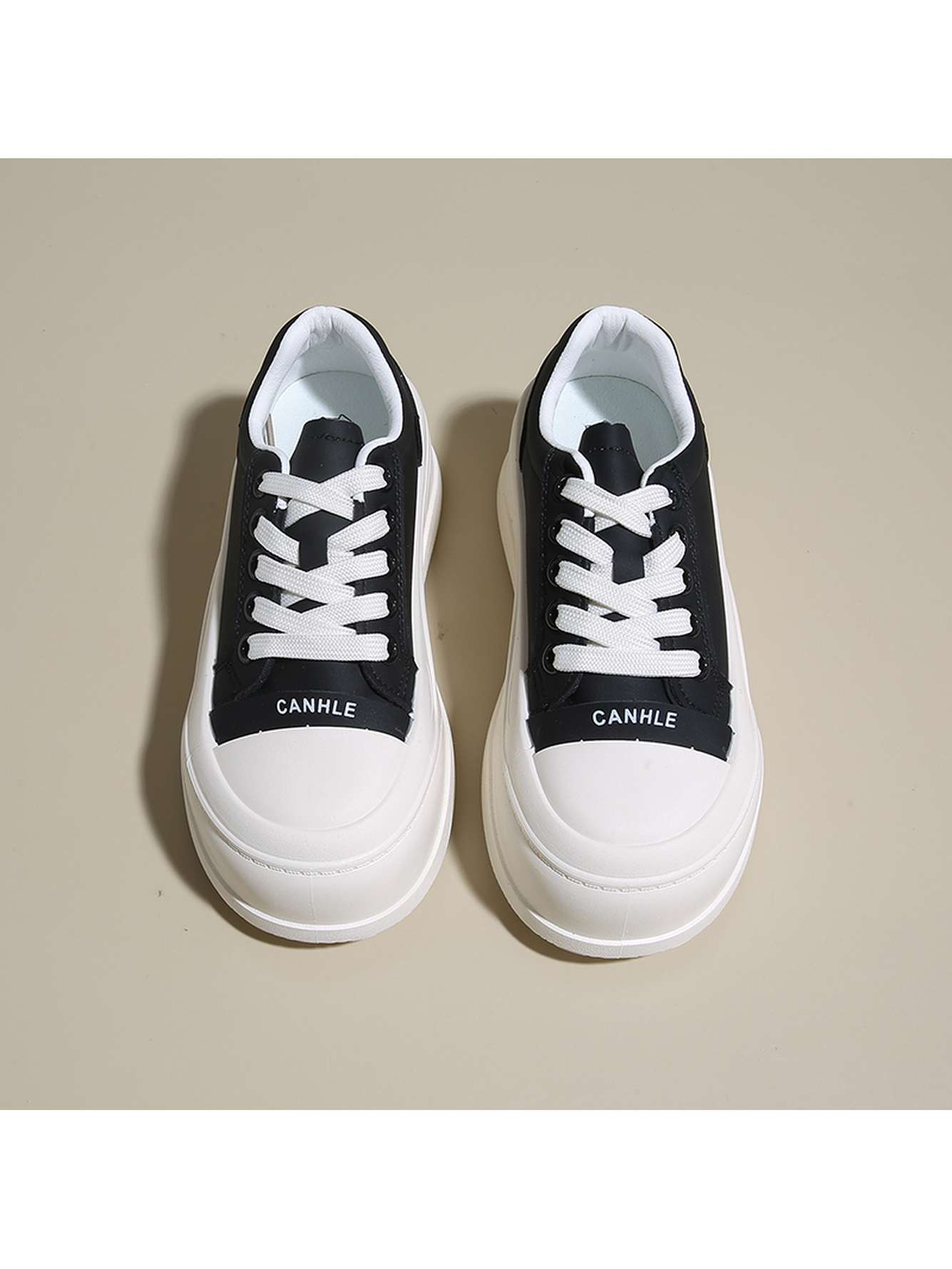 Black Platform Lace-Up Sneakers