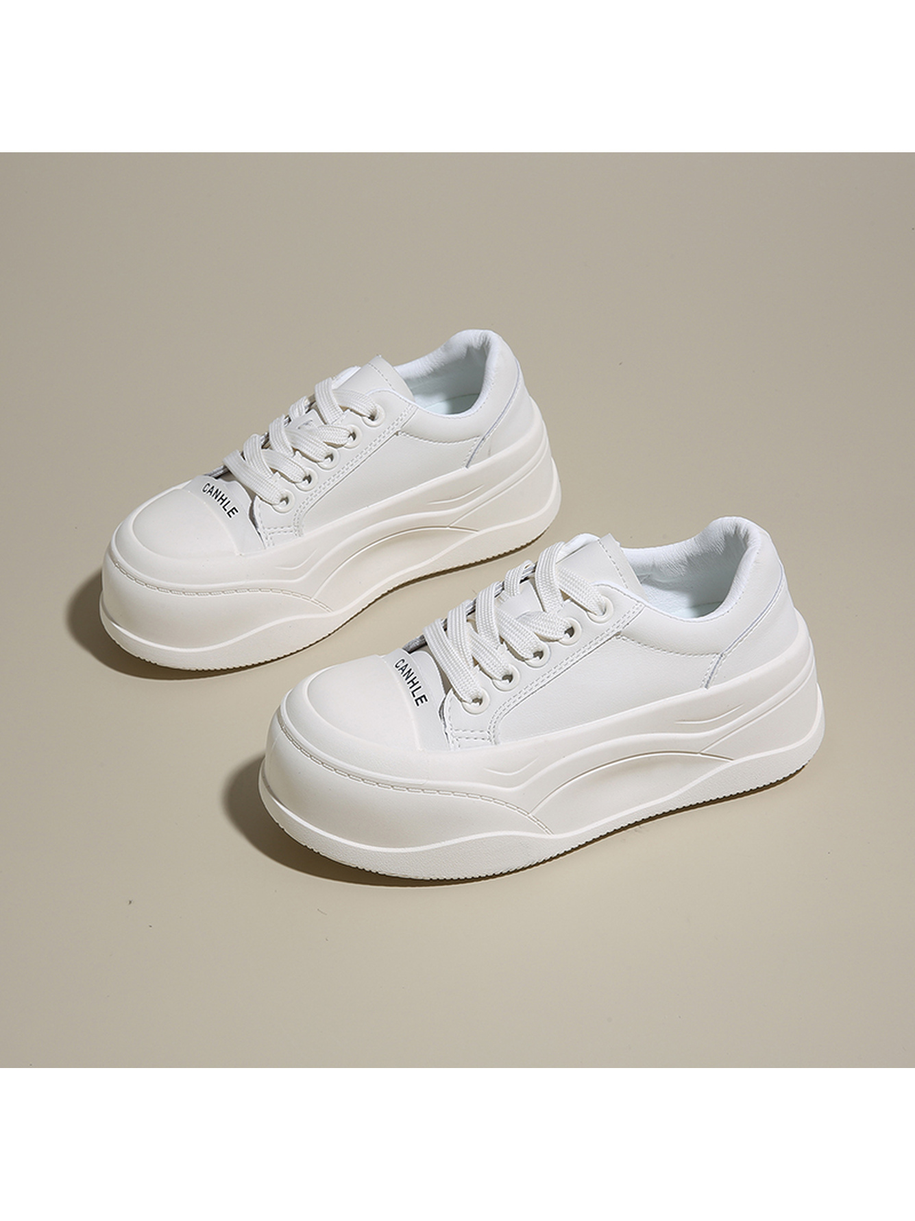 White Canvas Platform Sneakers
