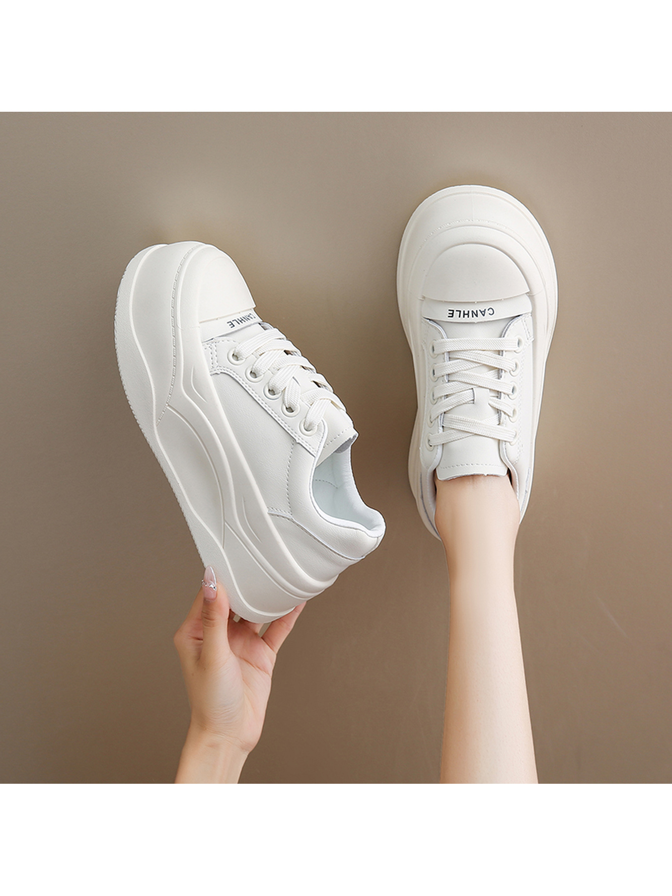 White Canvas Platform Sneakers