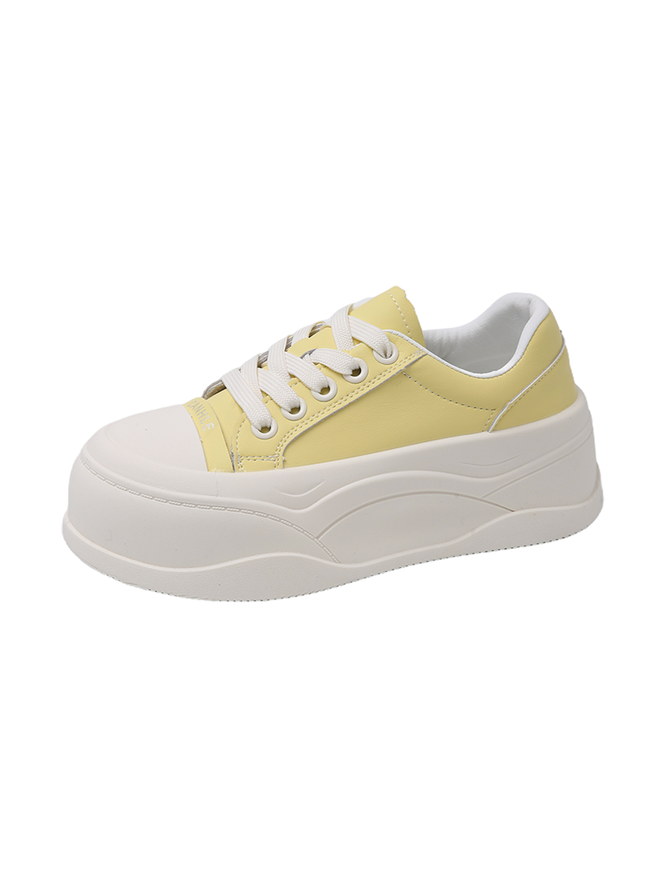 Yellow Lace-Up Platform Sneakers