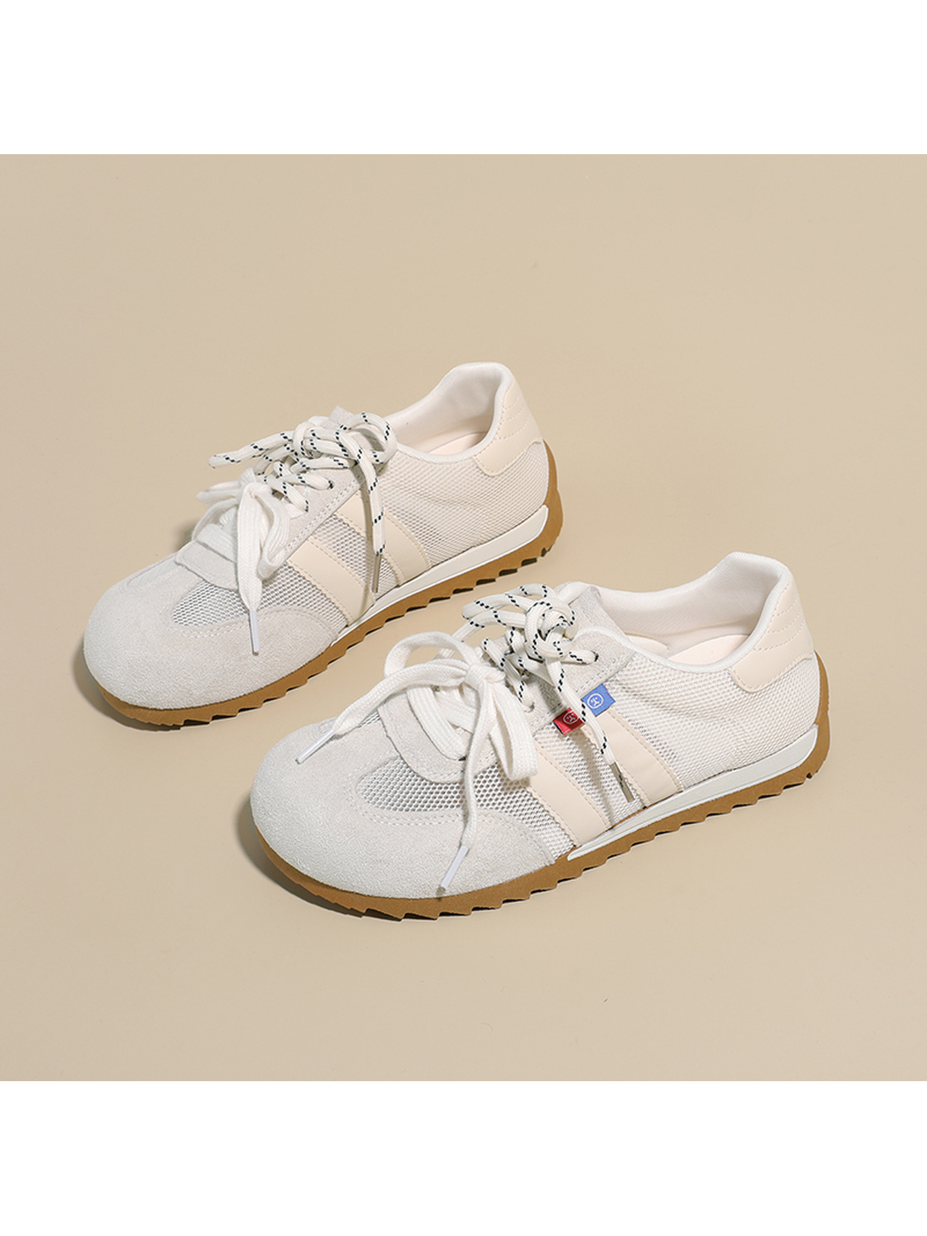 Beige PU Casual Sports Sneakers