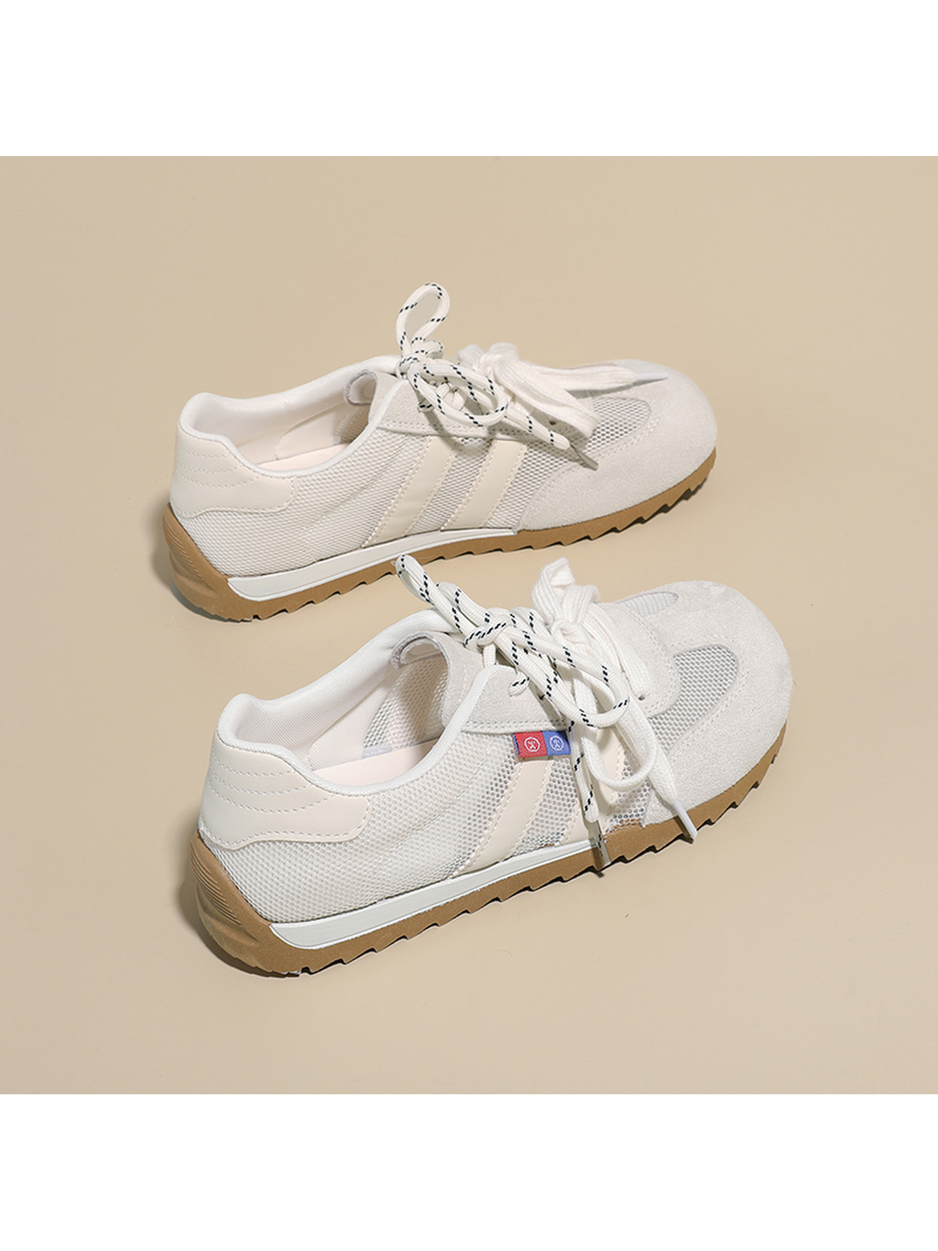 Beige PU Casual Sports Sneakers