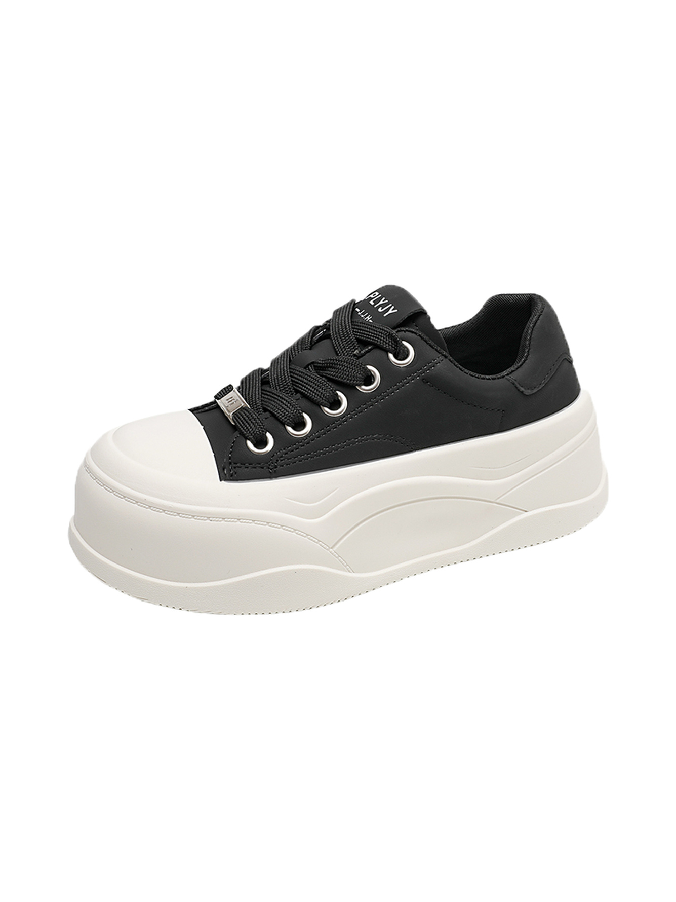 Black PU Platform Sneakers
