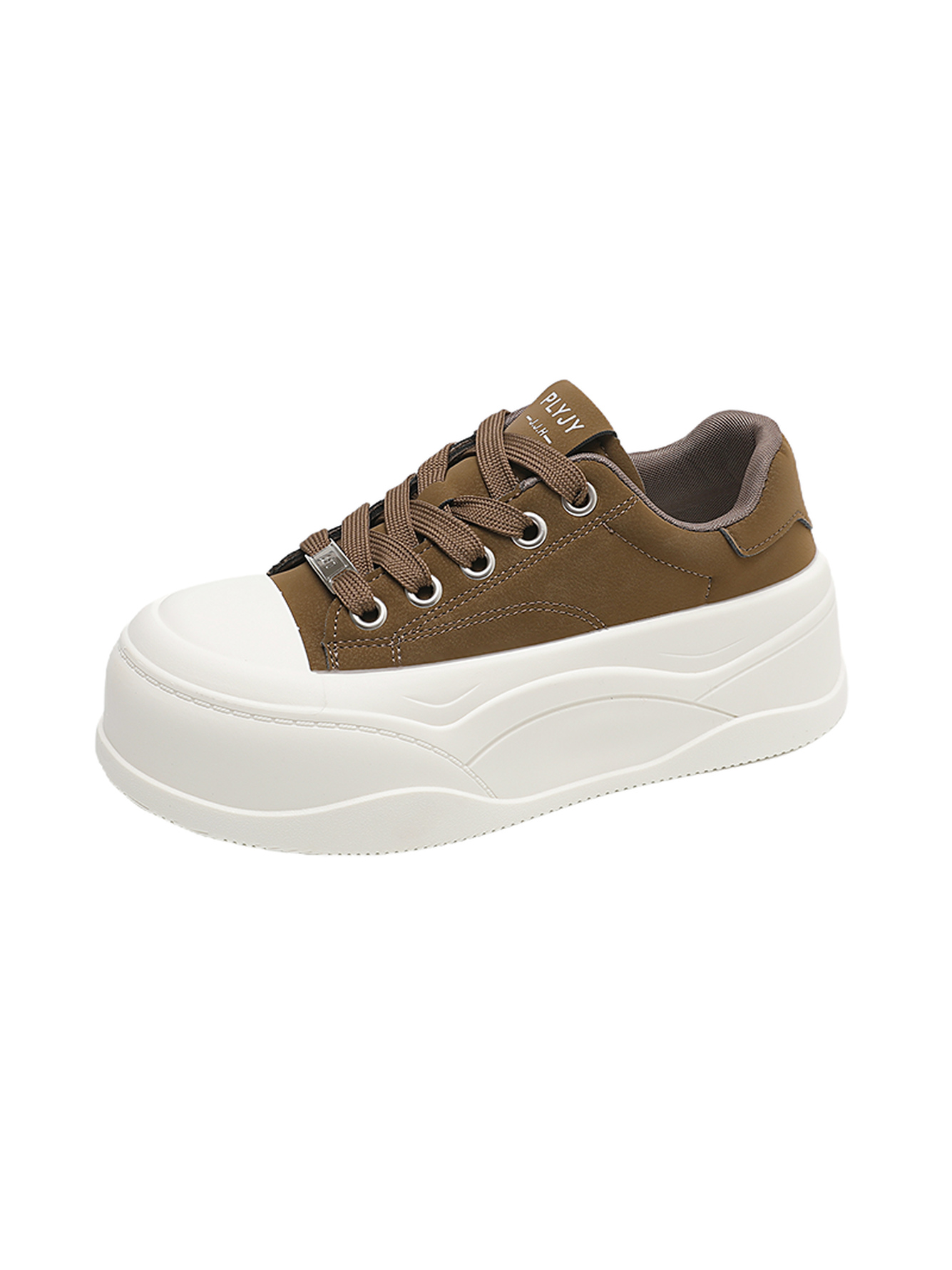 Brown PU Platform Casual Sneakers